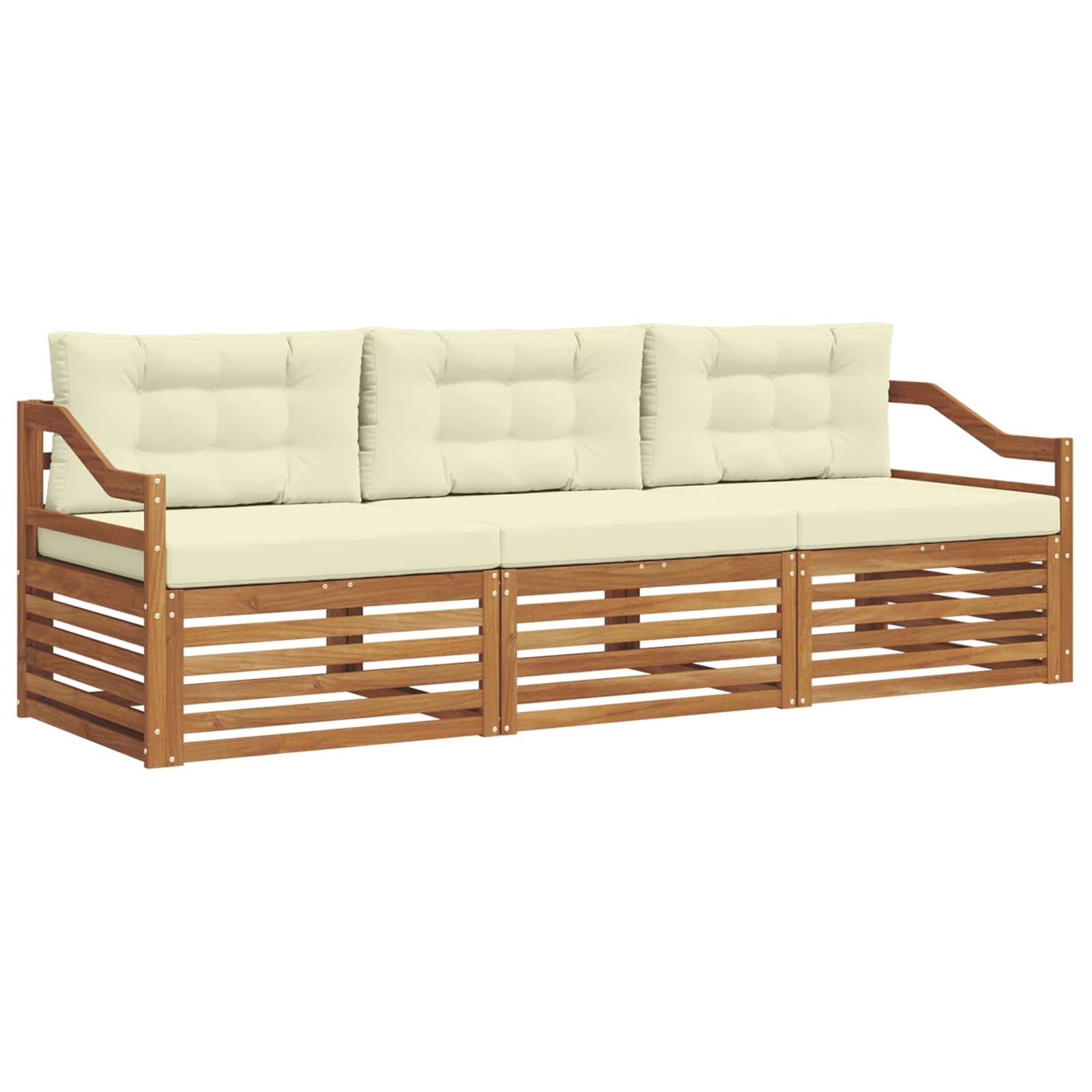 Outdoor-Sofagarnitur mit Kissen 3 pcs Natur und Creme