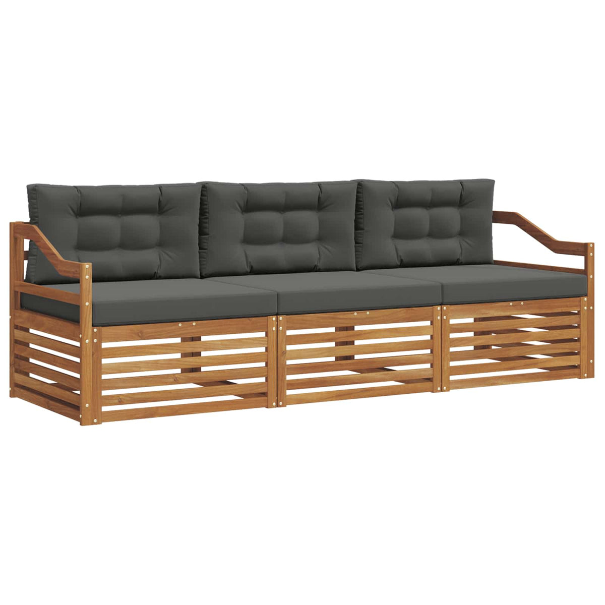 Outdoor-Sofagarnitur 3 stk. Natur und Anthrazit