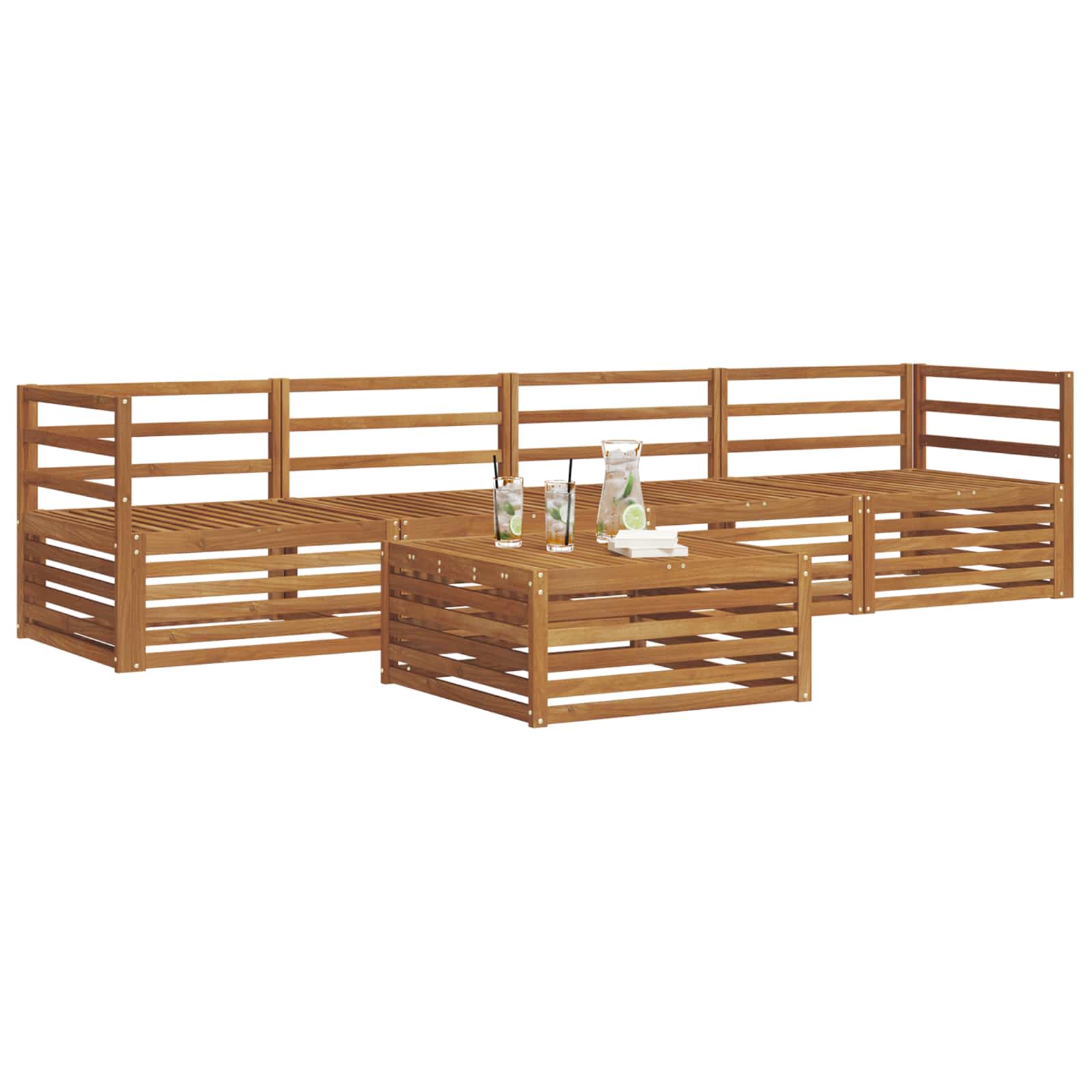 Outdoor-Sofagarnitur 5 pcs Natur Massivholz Akazie