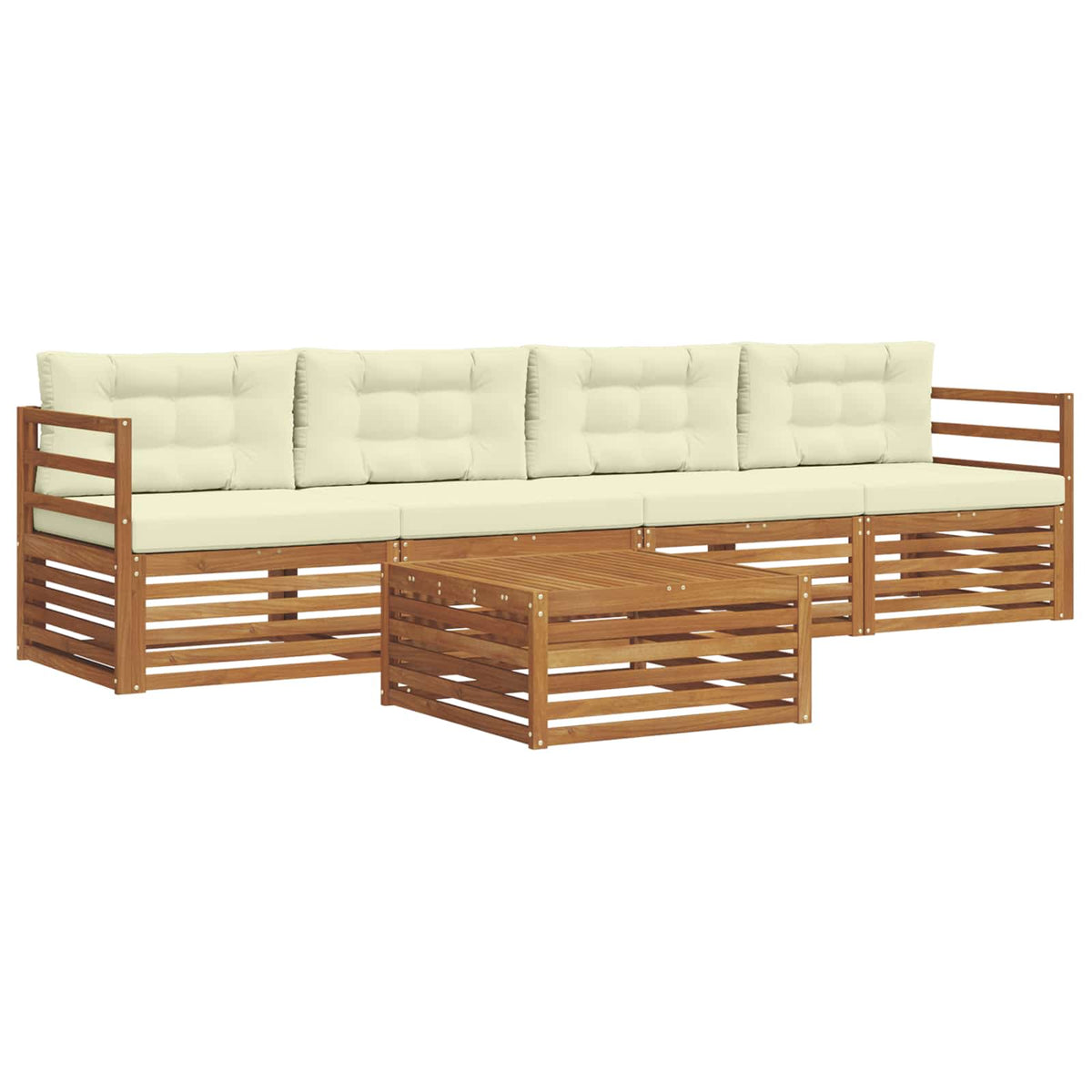 Outdoor-Sofagarnitur 5 stk. Natur und Creme