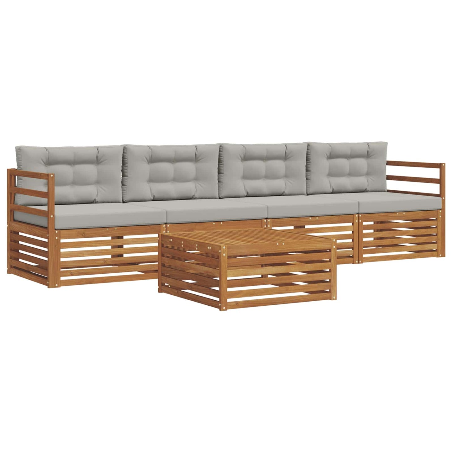 Outdoor-Sofagarnitur mit Kissen 5 pcs Natürlich und Hellgrau