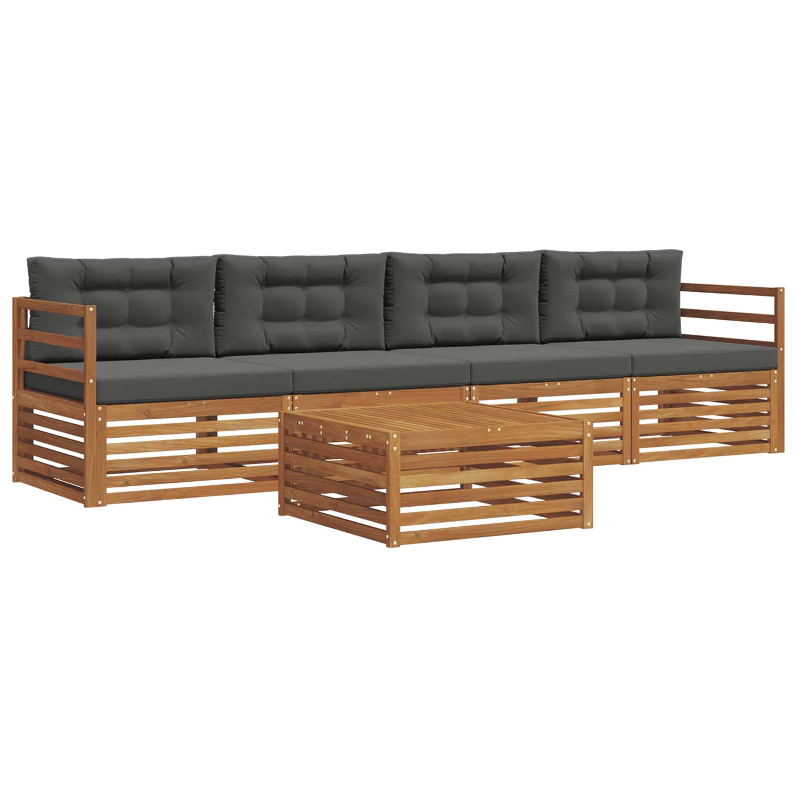 Outdoor-Sofagarnitur 5 stk. Natur und Anthrazit