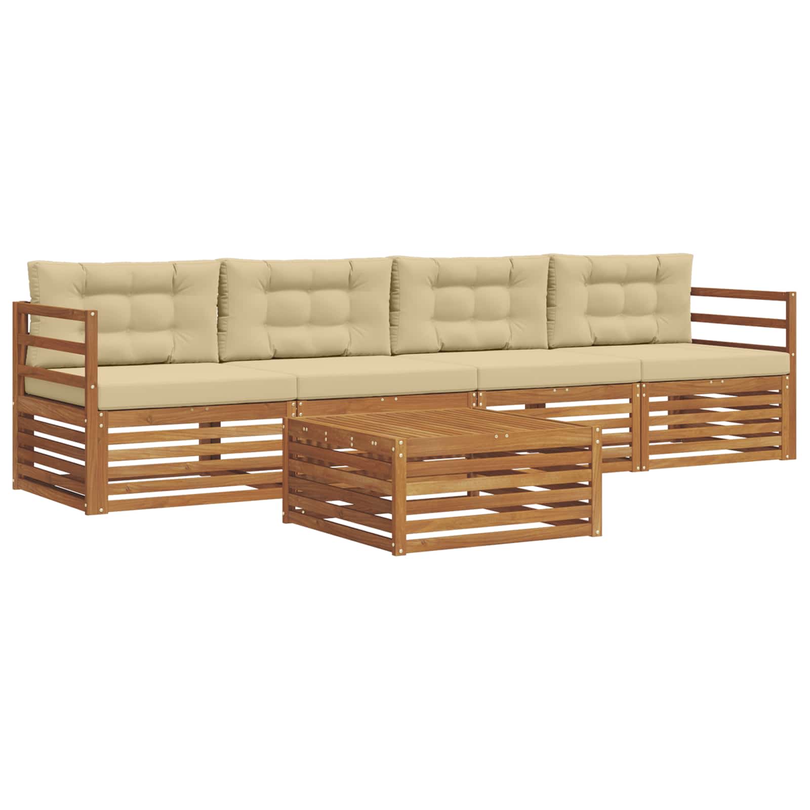 Outdoor-Sofagarnitur mit Kissen 5 pcs Natur und Beige