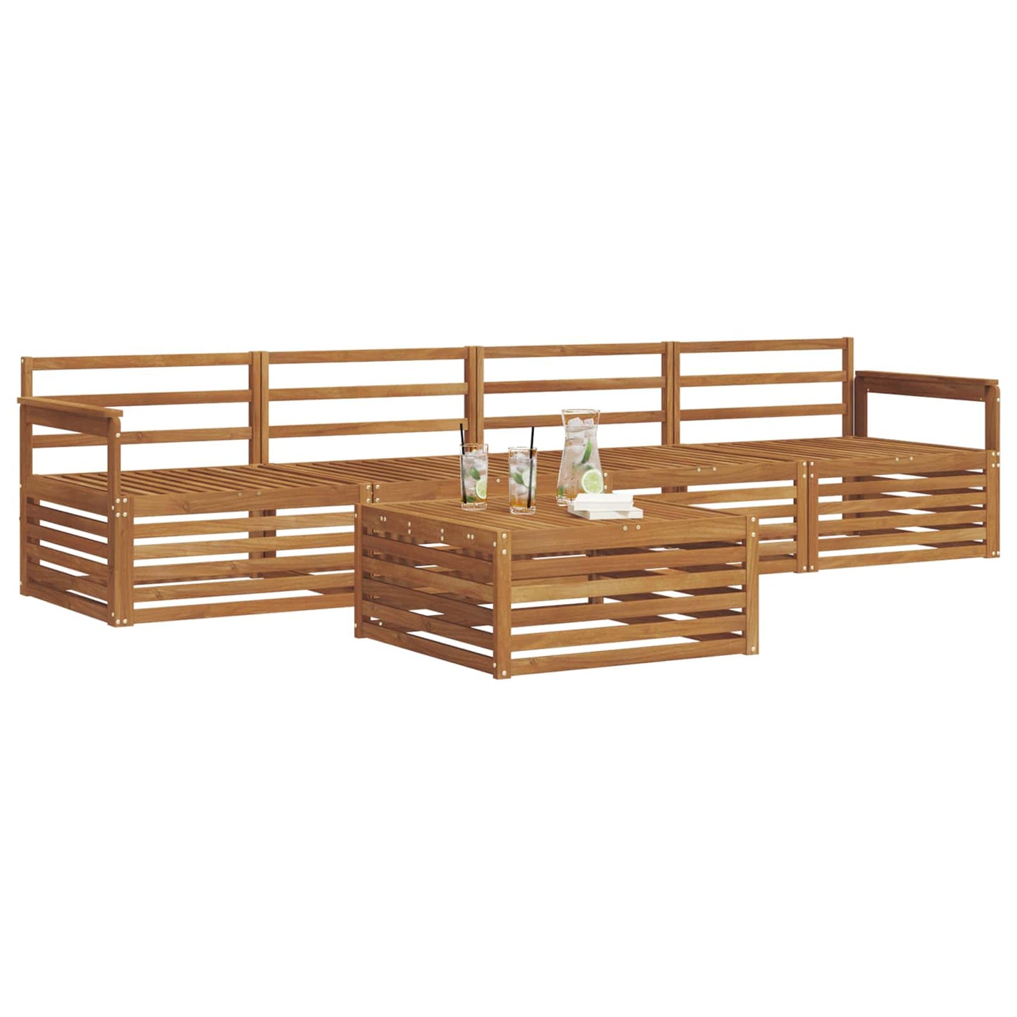 Outdoor-Sofagarnitur 5 pcs Natur Massivholz Akazie