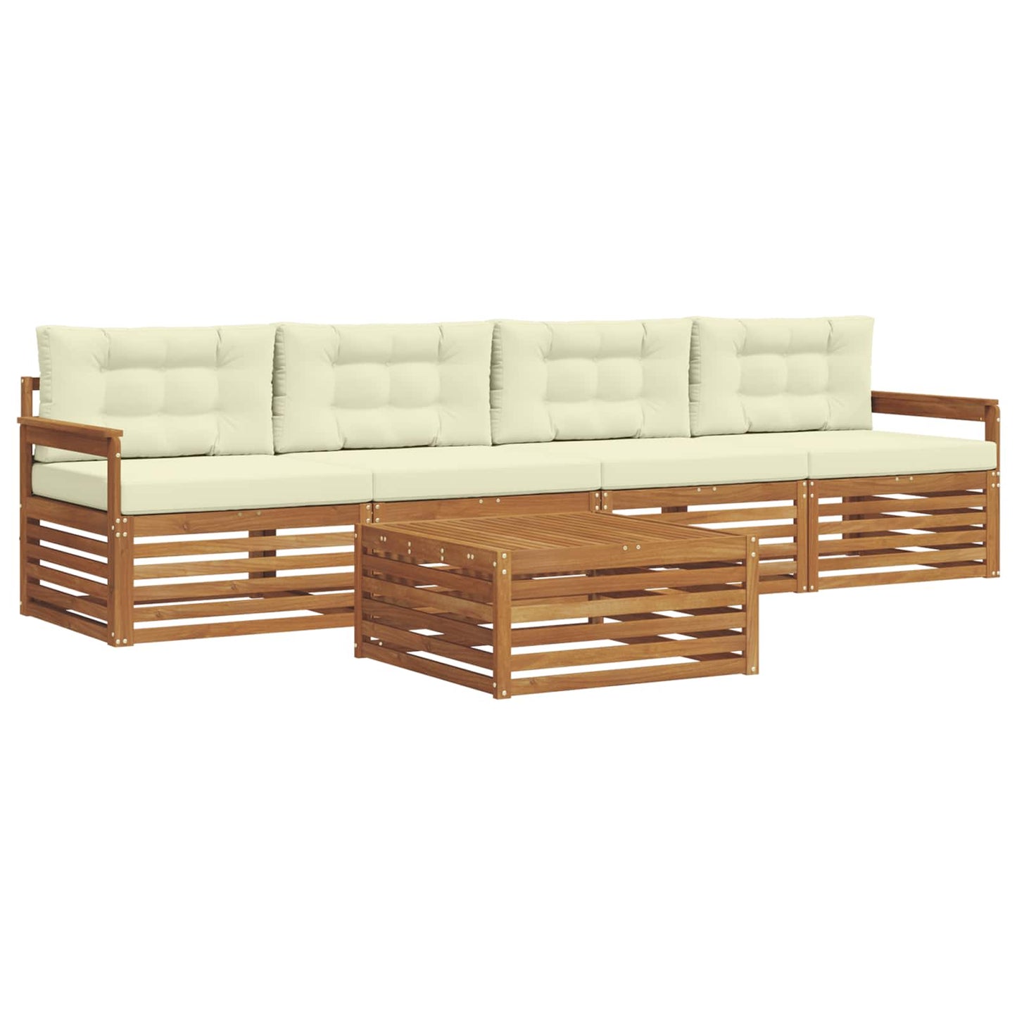 Outdoor-Sofagarnitur 5 stk. Natur und Creme
