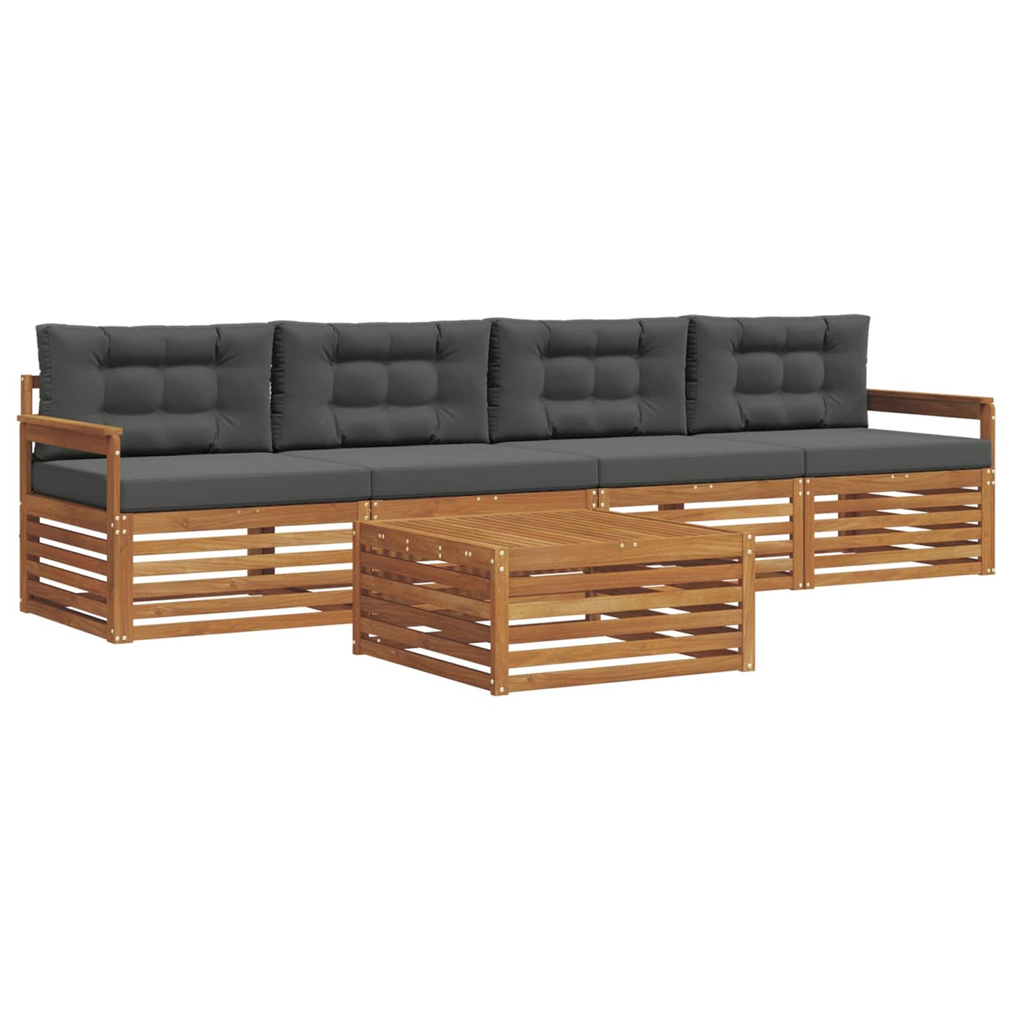 Outdoor-Sofagarnitur 5 stk. Natur und Anthrazit