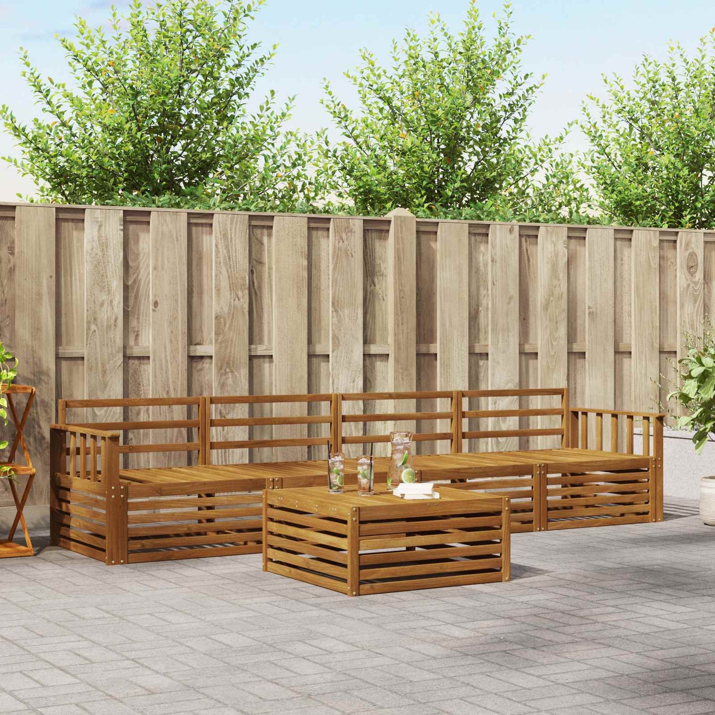 Outdoor-Sofagarnitur 5 pcs Natur Massivholz Akazie
