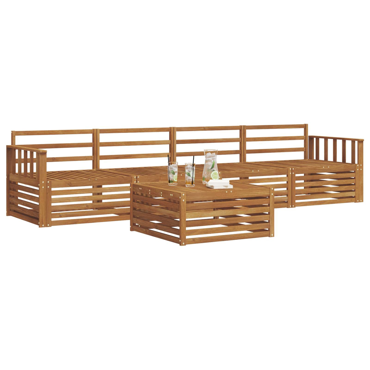 Outdoor-Sofagarnitur 5 stk. Natur Massivholz Akazie