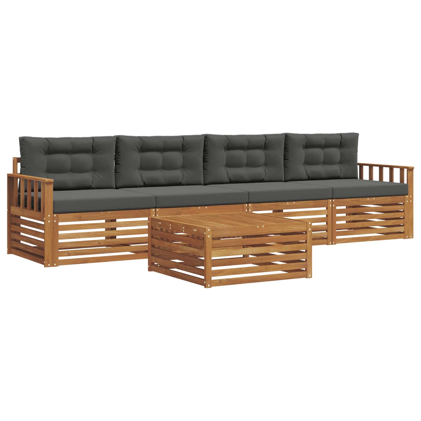 Outdoor-Sofagarnitur 5 stk. Natur und Anthrazit