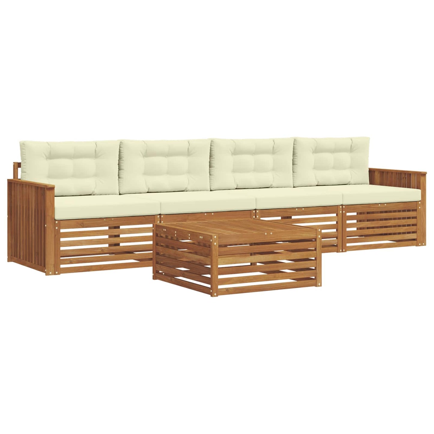 Outdoor-Sofagarnitur mit Kissen 5 pcs Natur und Creme