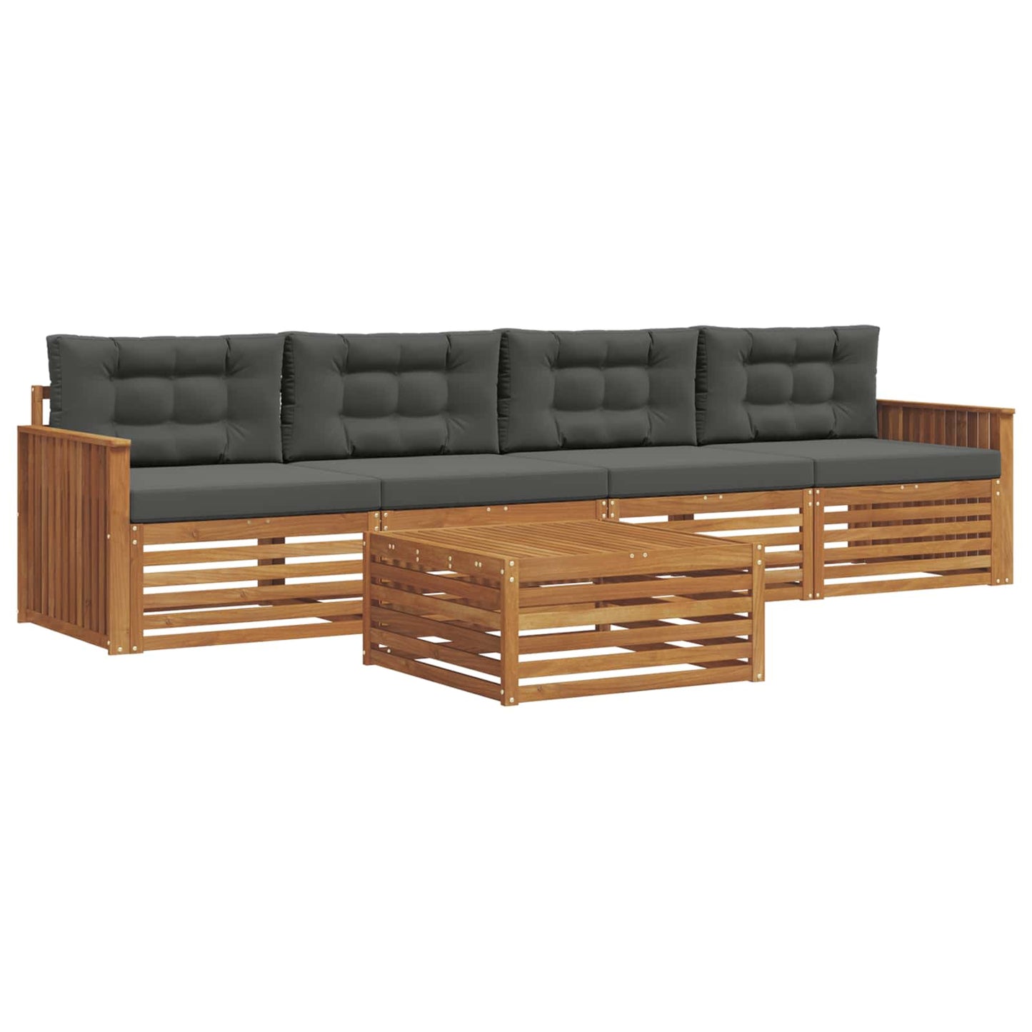 Outdoor-Sofagarnitur 5 stk. Natur und Anthrazit