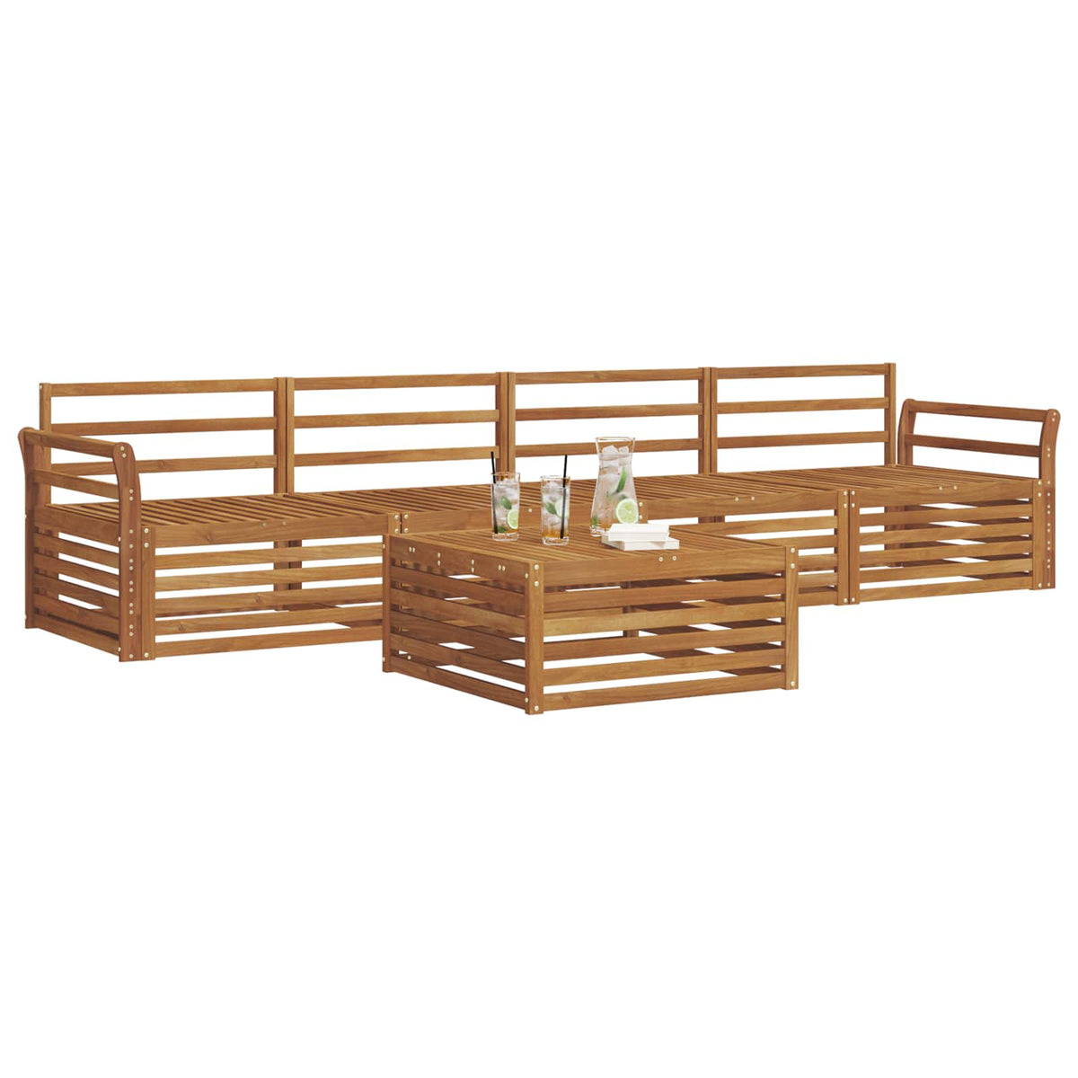 Outdoor-Sofagarnitur 5 stk. Natur Massivholz Akazie