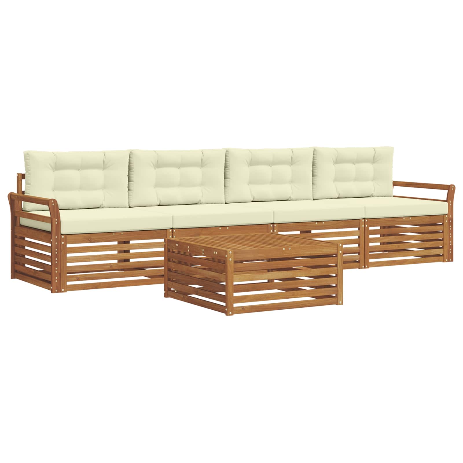 Outdoor-Sofagarnitur 5 stk. Natur und Creme