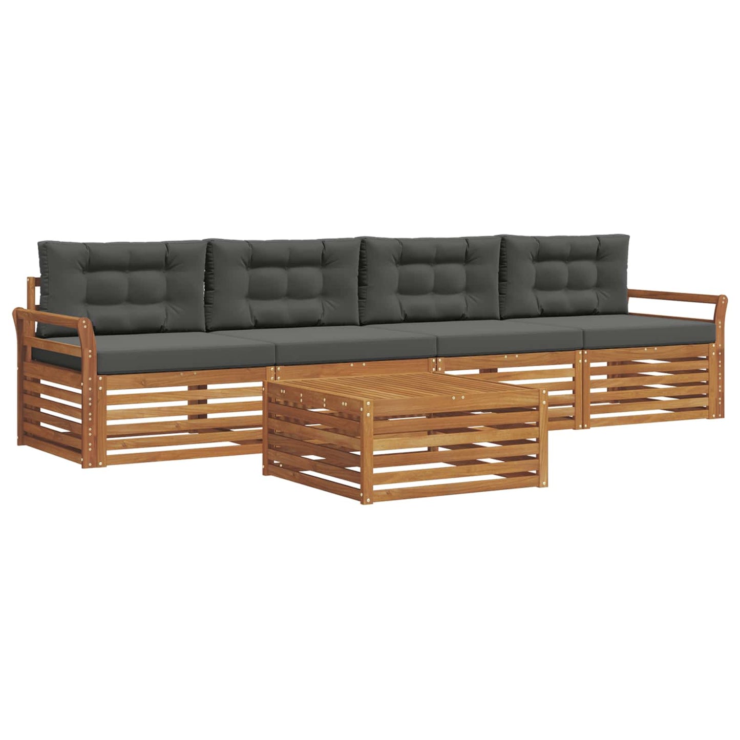 Outdoor-Sofagarnitur 5 stk. Natur und Anthrazit