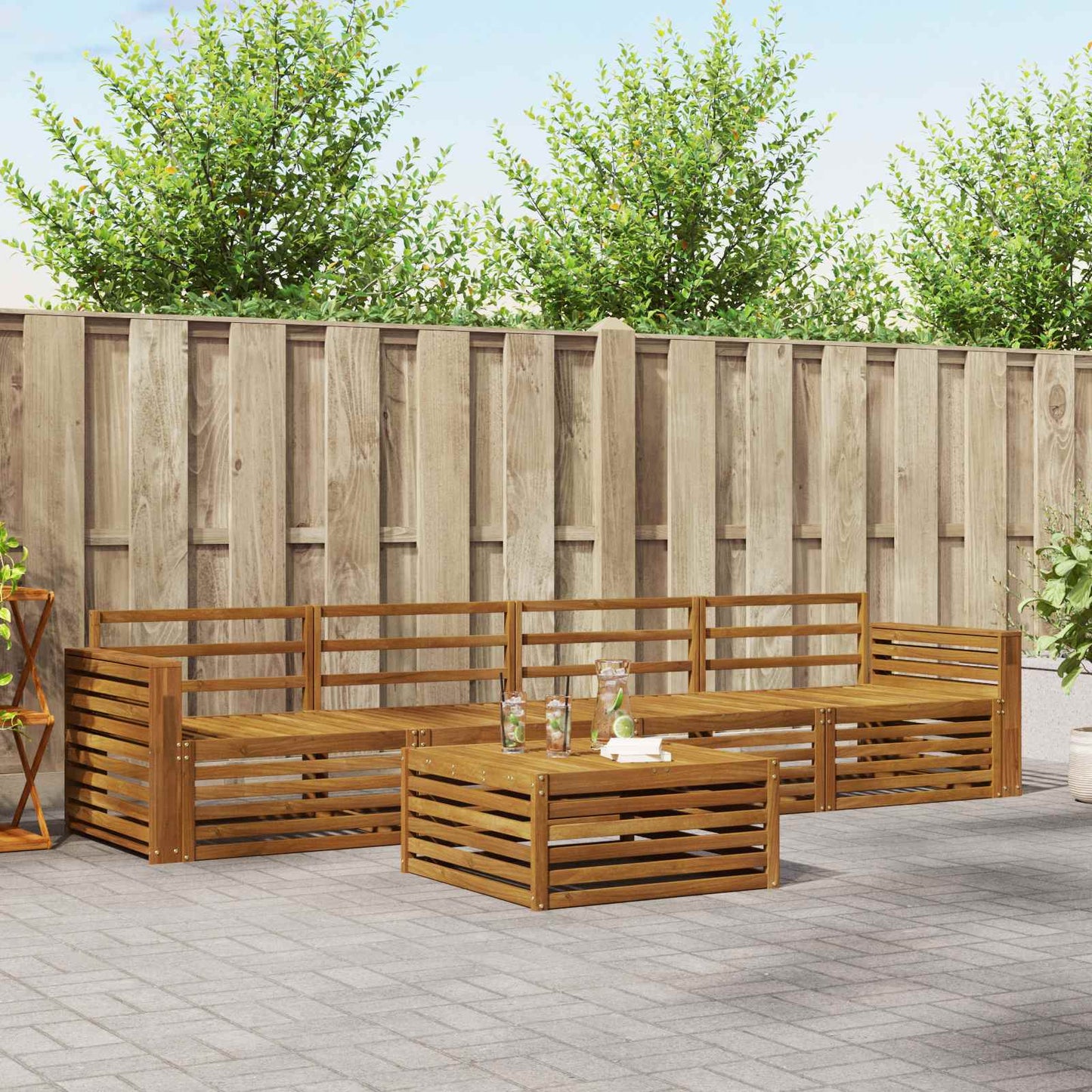 Outdoor-Sofagarnitur 5 stk. Natur Massivholz Akazie