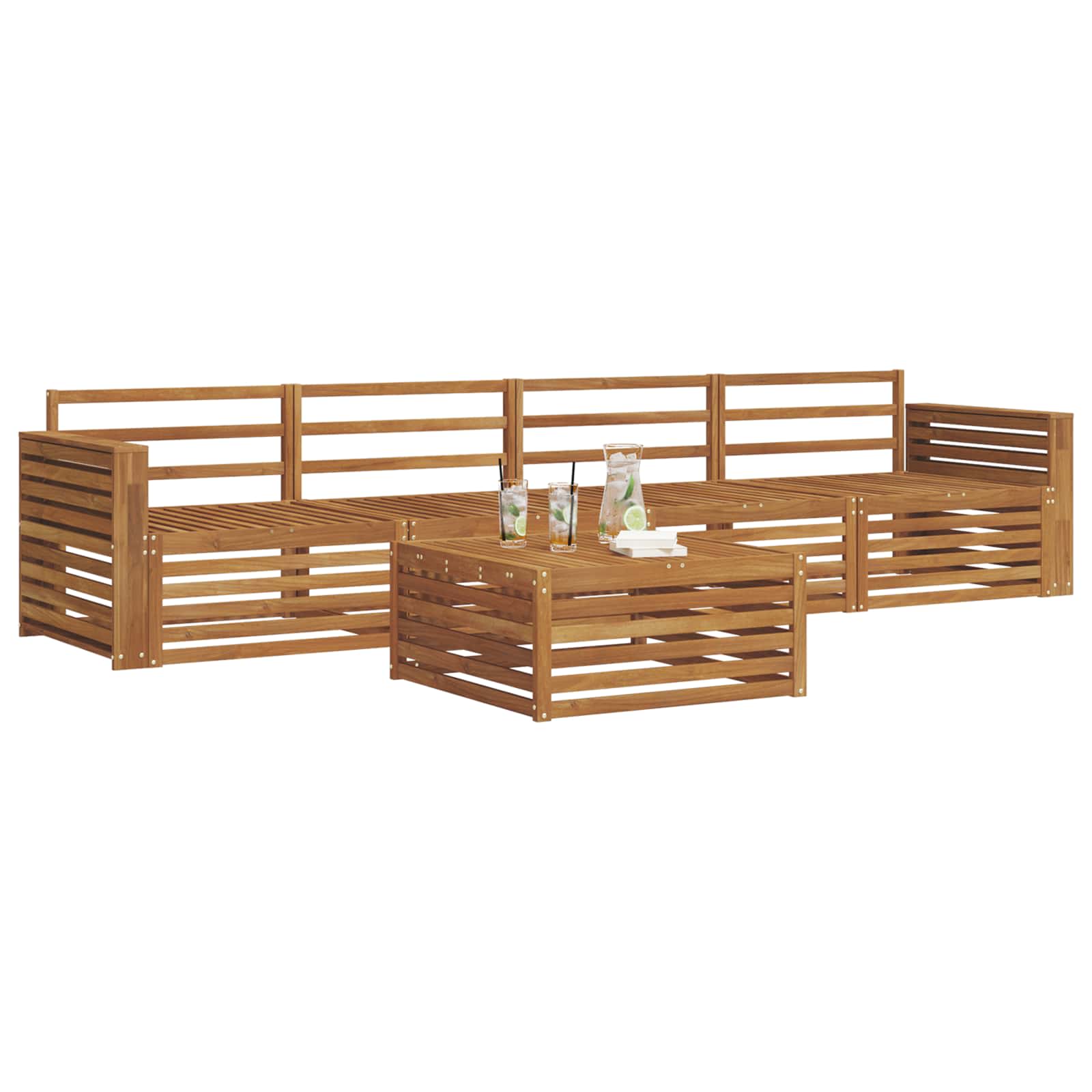 Outdoor-Sofagarnitur 5 stk. Natur Massivholz Akazie