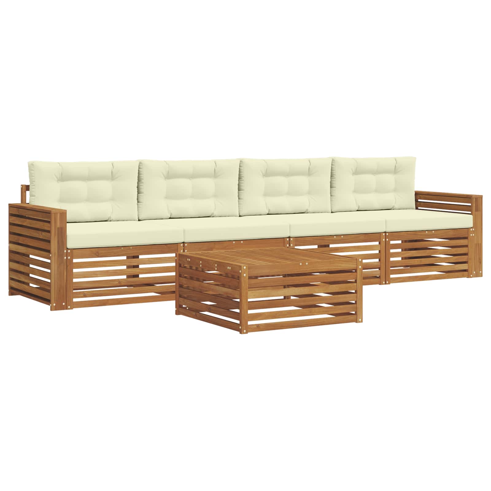 Outdoor-Sofagarnitur mit Kissen 5 pcs Natur und Creme
