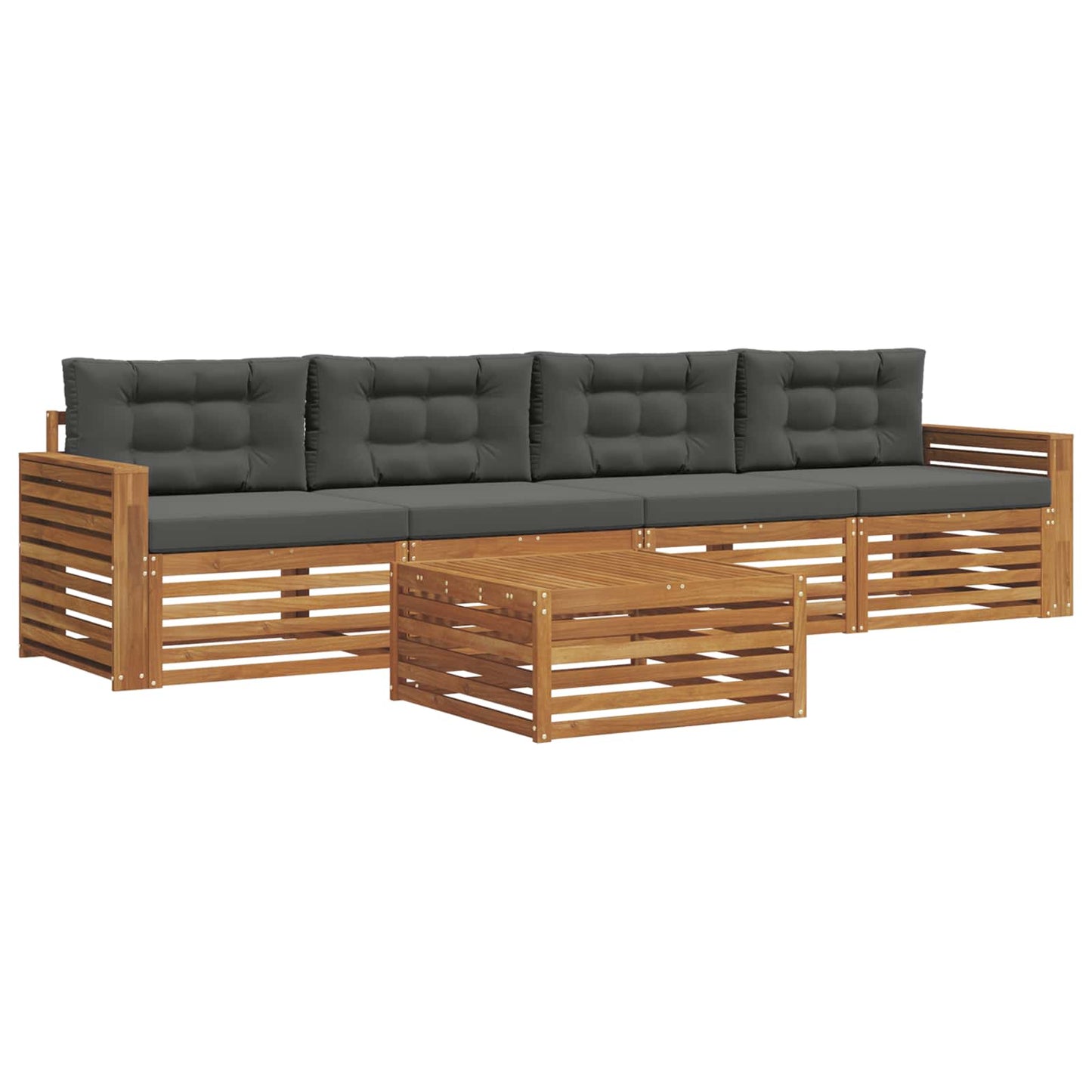 Outdoor-Sofagarnitur 5 stk. Natur und Anthrazit