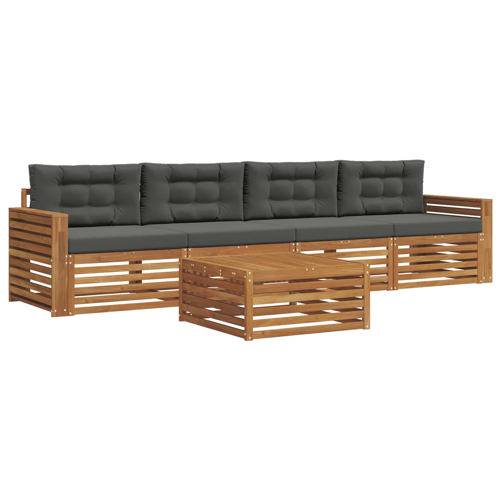 Outdoor-Sofagarnitur 5 stk. Natur und Anthrazit