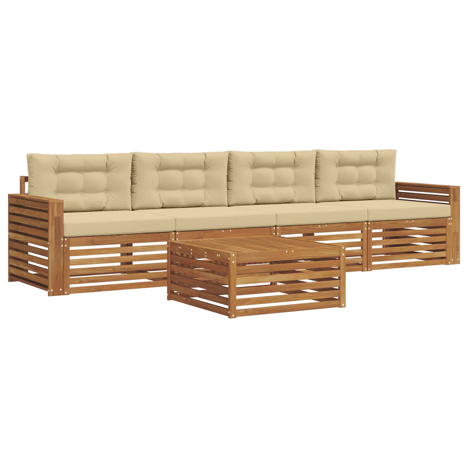 Outdoor-Sofagarnitur 5 stk. Natur und Beige