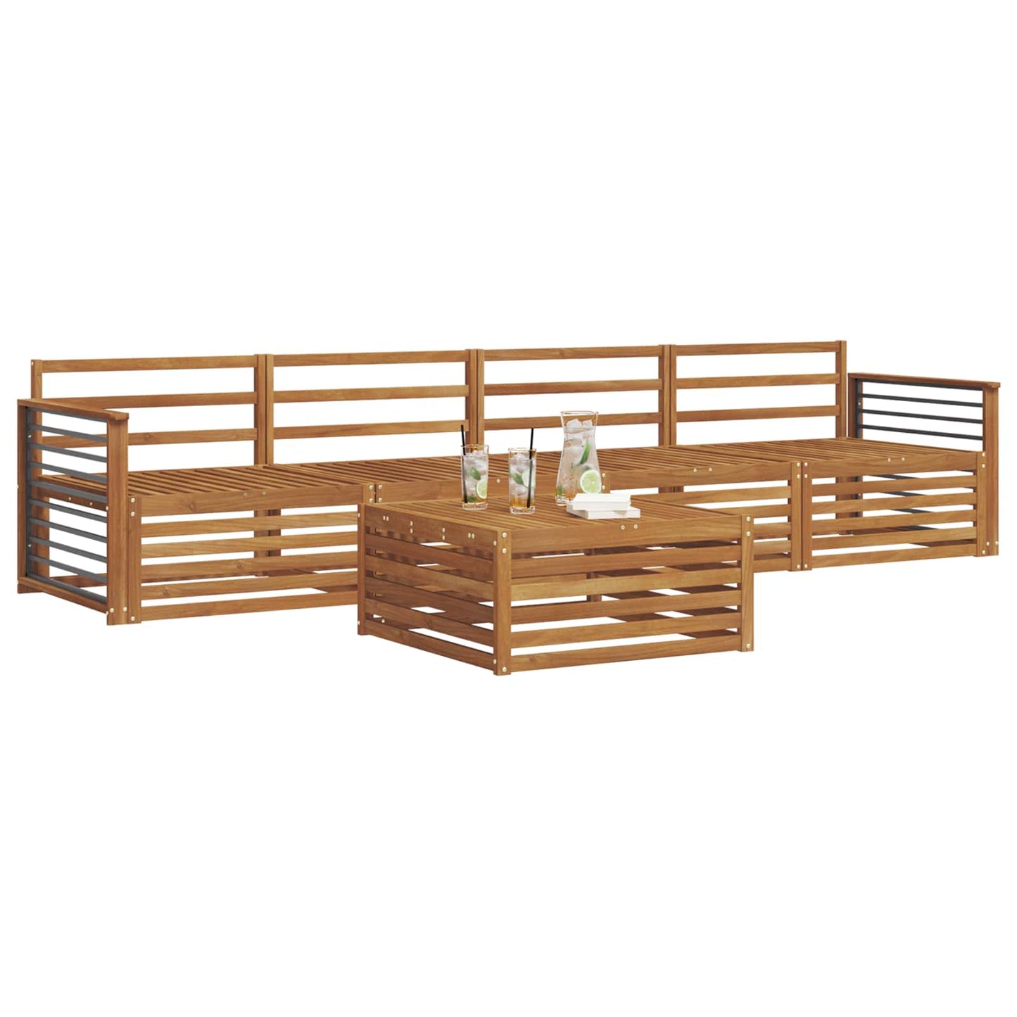 Outdoor-Sofagarnitur 5 pcs Natur Massivholz Akazie