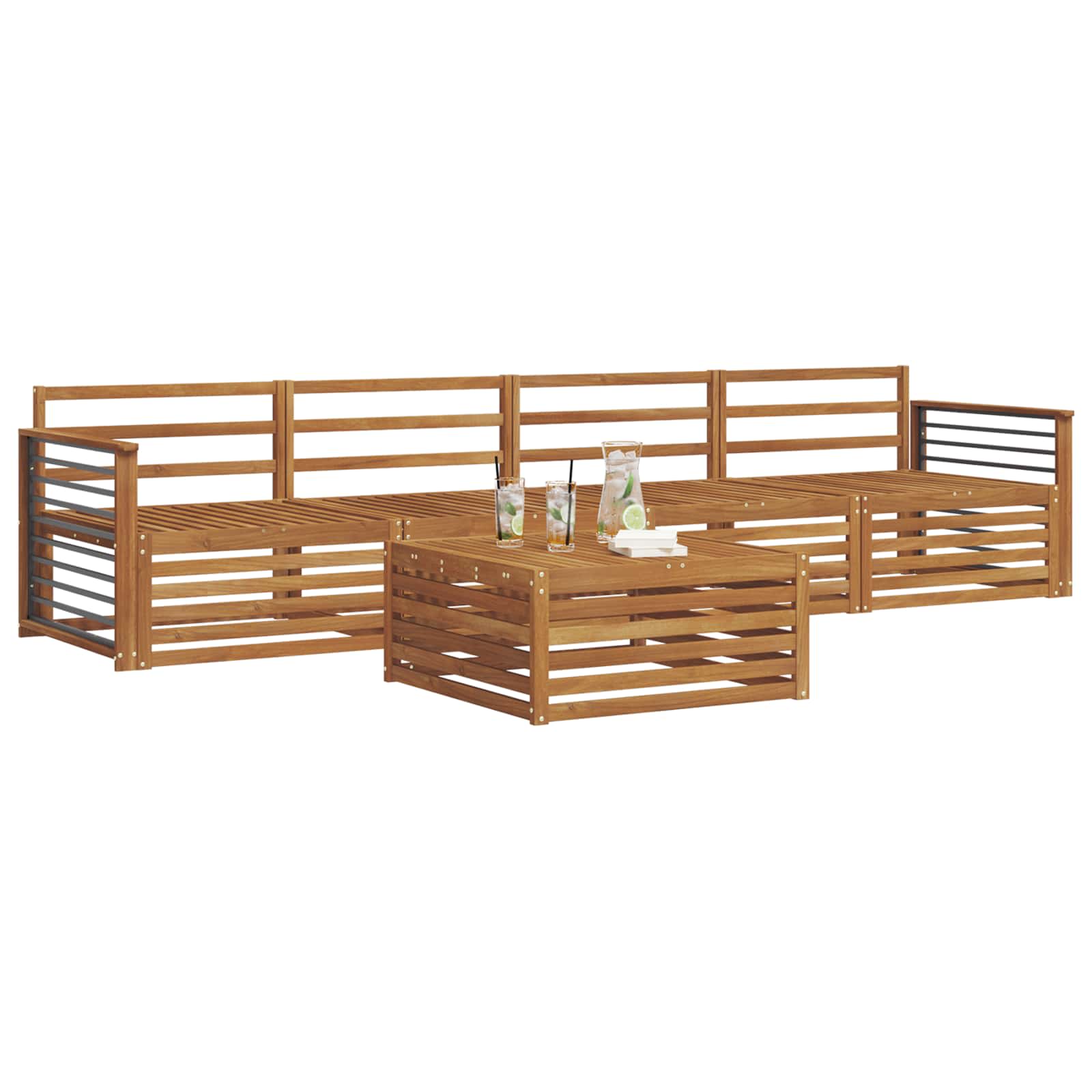 Outdoor-Sofagarnitur 5 pcs Natur Massivholz Akazie