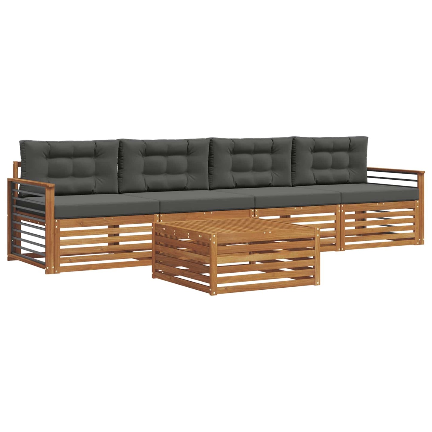 Outdoor-Sofagarnitur 5 stk. Natur und Anthrazit