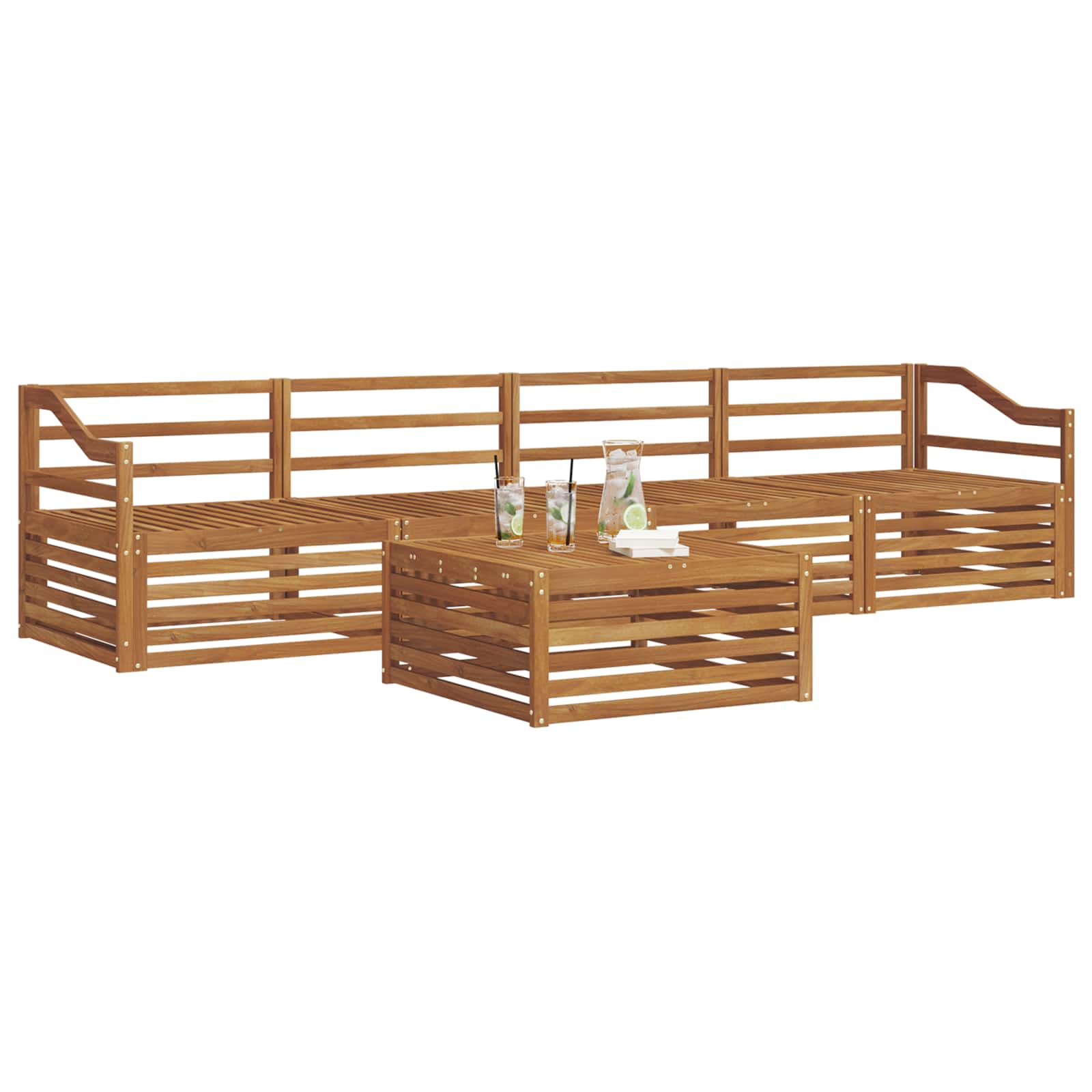 Outdoor-Sofagarnitur 5 pcs Natur Massivholz Akazie