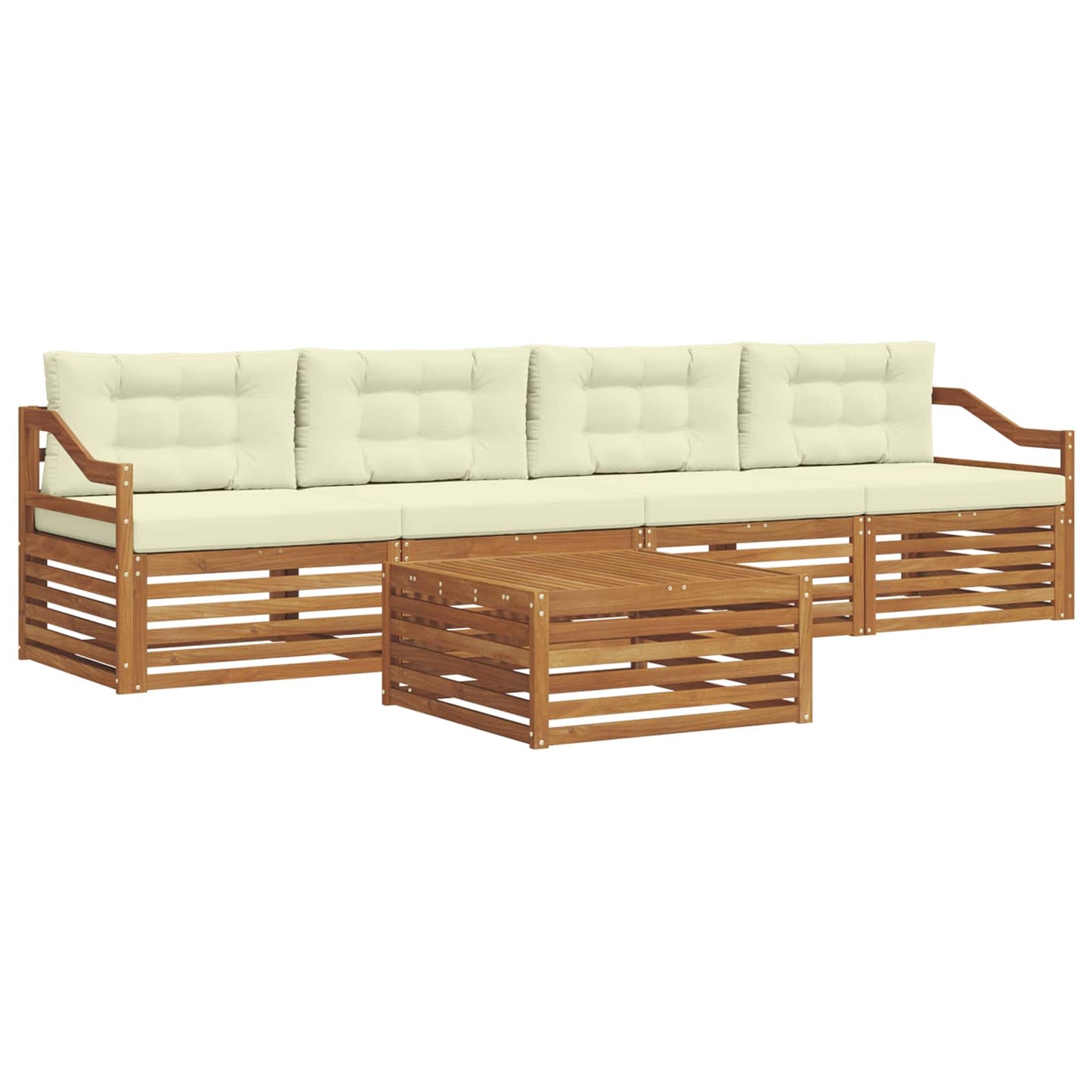 Outdoor-Sofagarnitur 5 stk. Natur und Creme