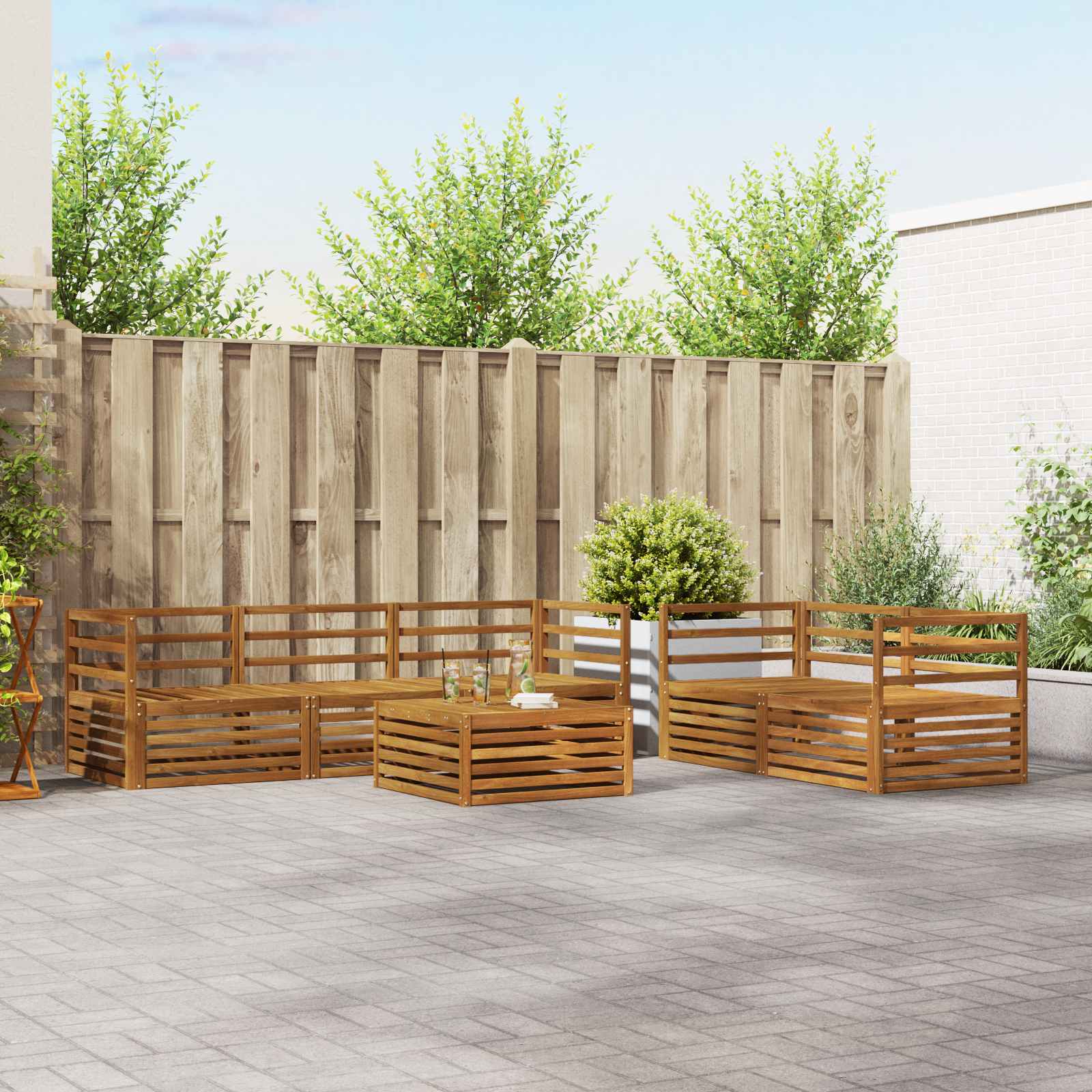 Outdoor-Sofagarnitur 6 pcs Natur Massivholz Akazie