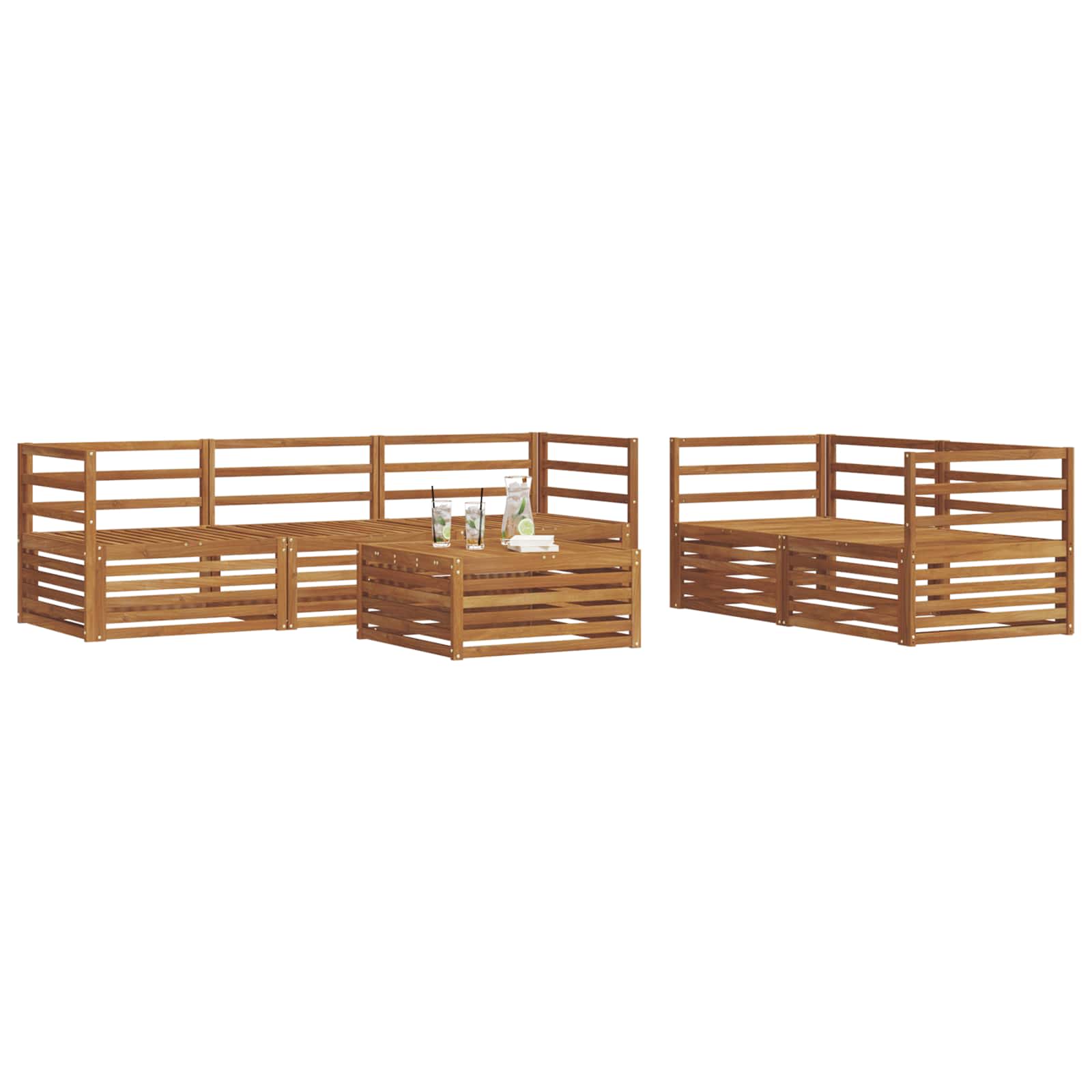 Outdoor-Sofagarnitur 6 pcs Natur Massivholz Akazie