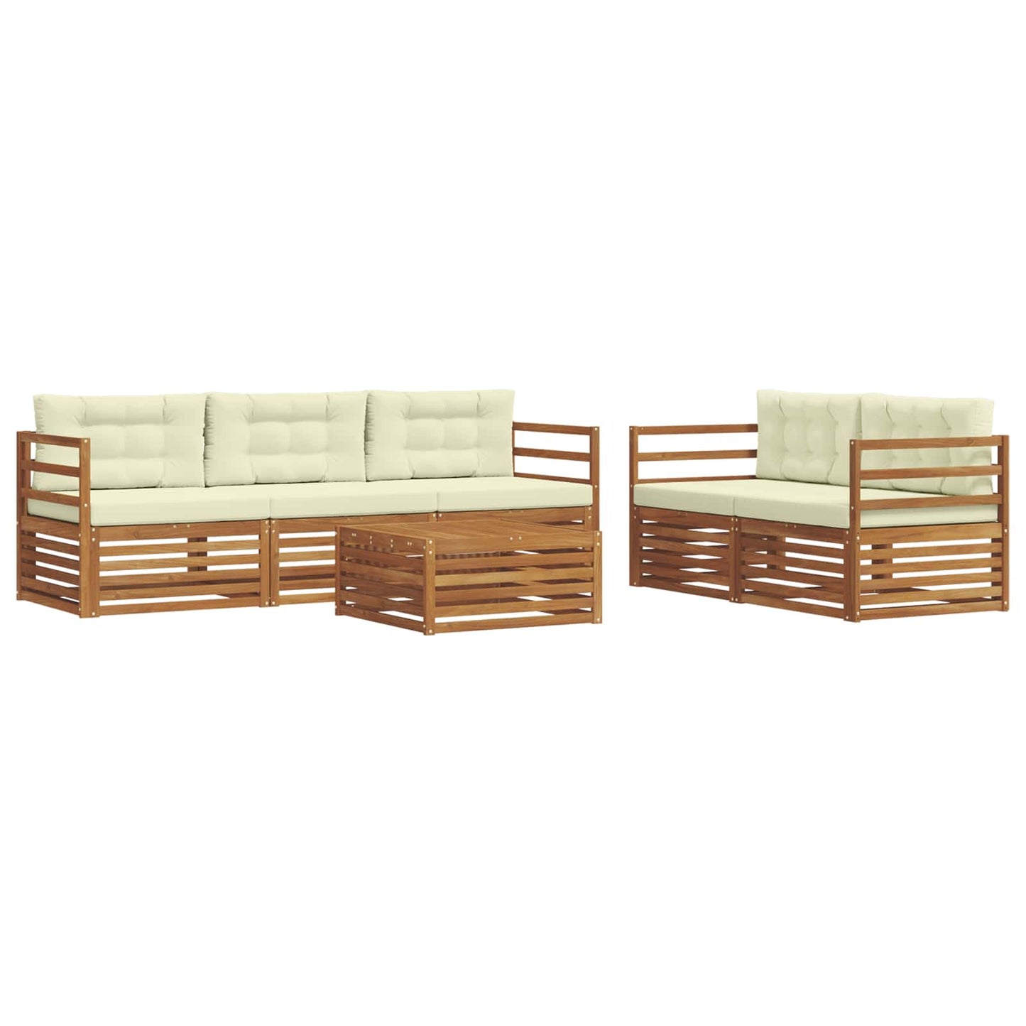 Outdoor-Sofagarnitur mit Kissen 6 pcs Natur und Creme