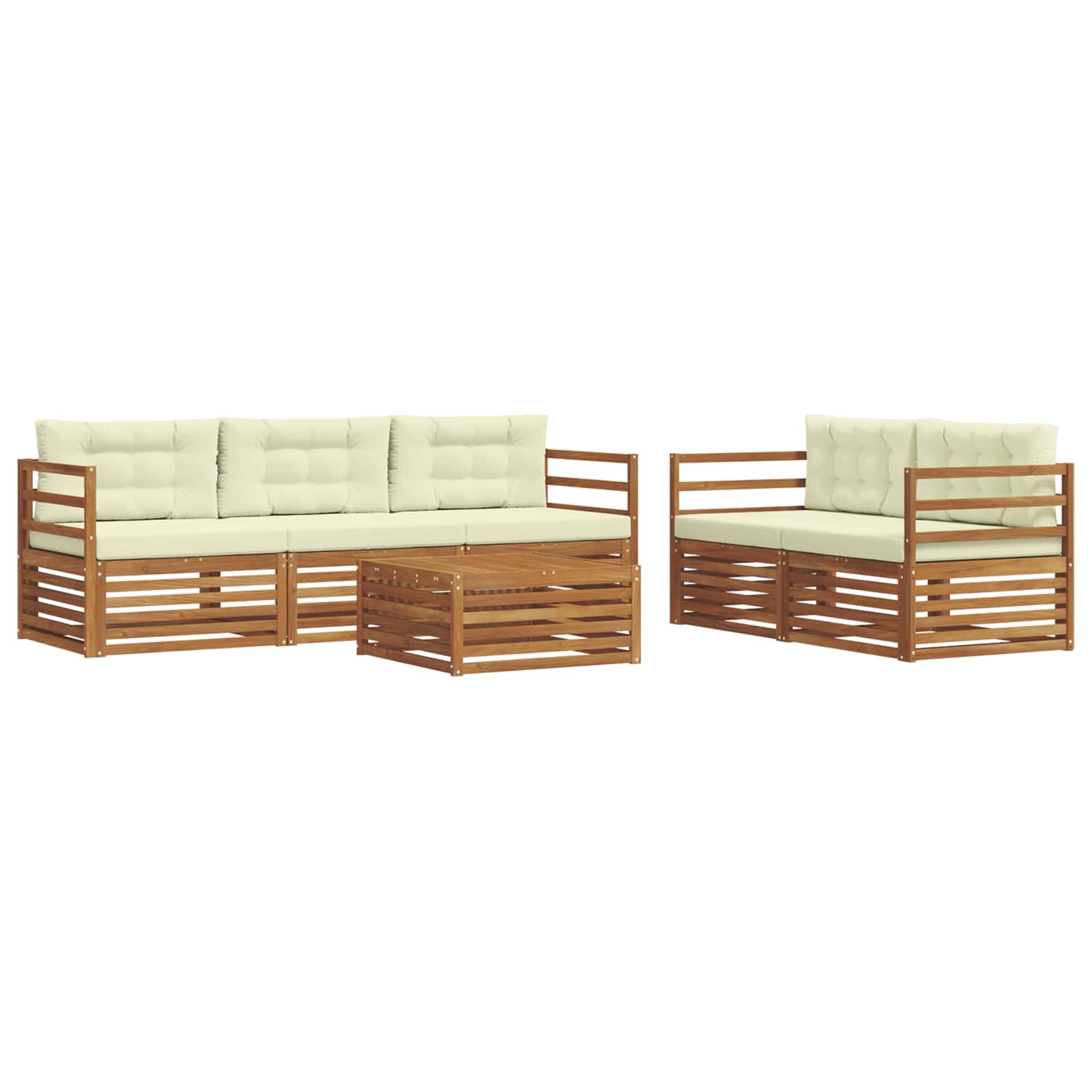 Outdoor-Sofagarnitur mit Kissen 6 pcs Natur und Creme