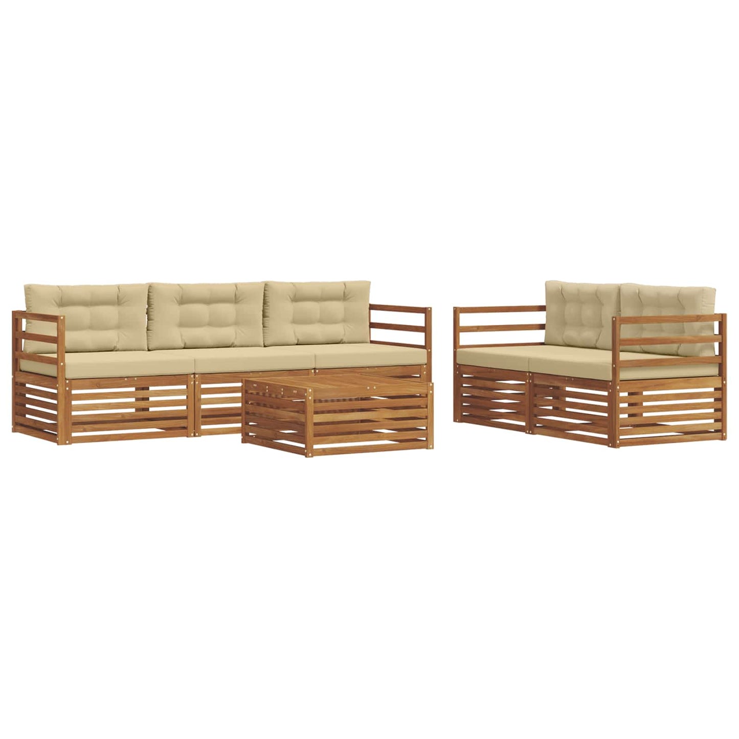Outdoor-Sofagarnitur mit Kissen 6 pcs Natur und Beige