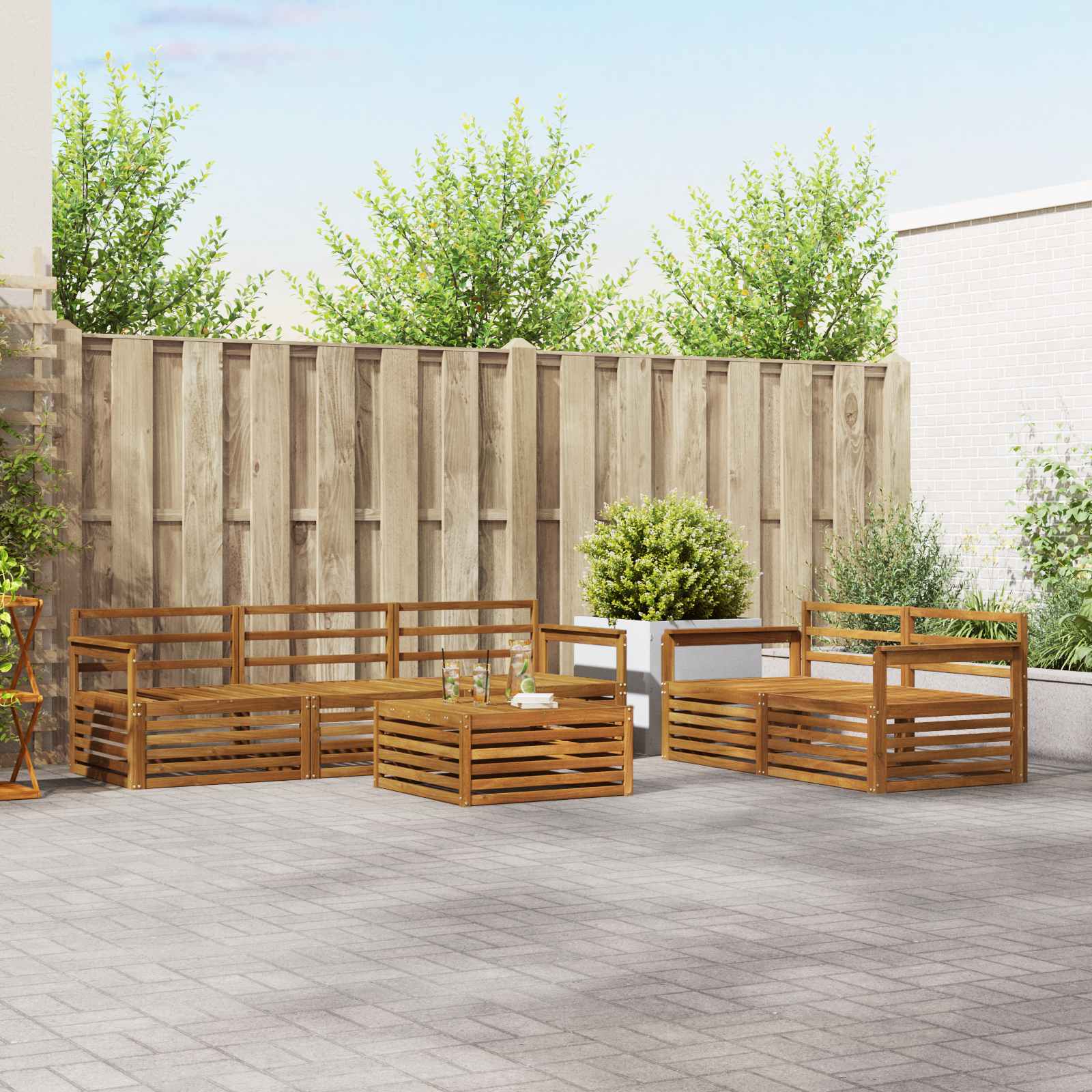 Outdoor-Sofagarnitur 6 pcs Natur Massivholz Akazie
