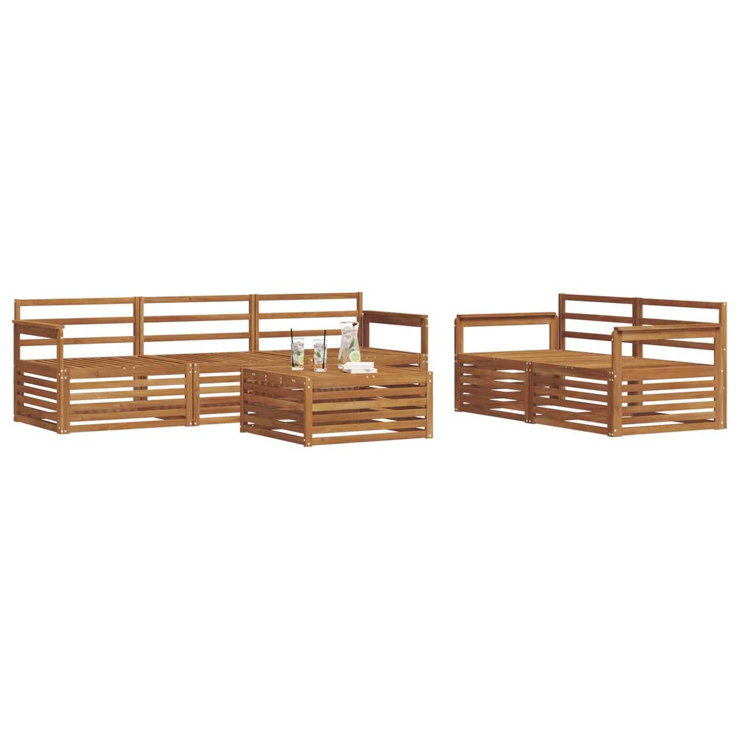 Outdoor-Sofagarnitur 6 pcs Natur Massivholz Akazie
