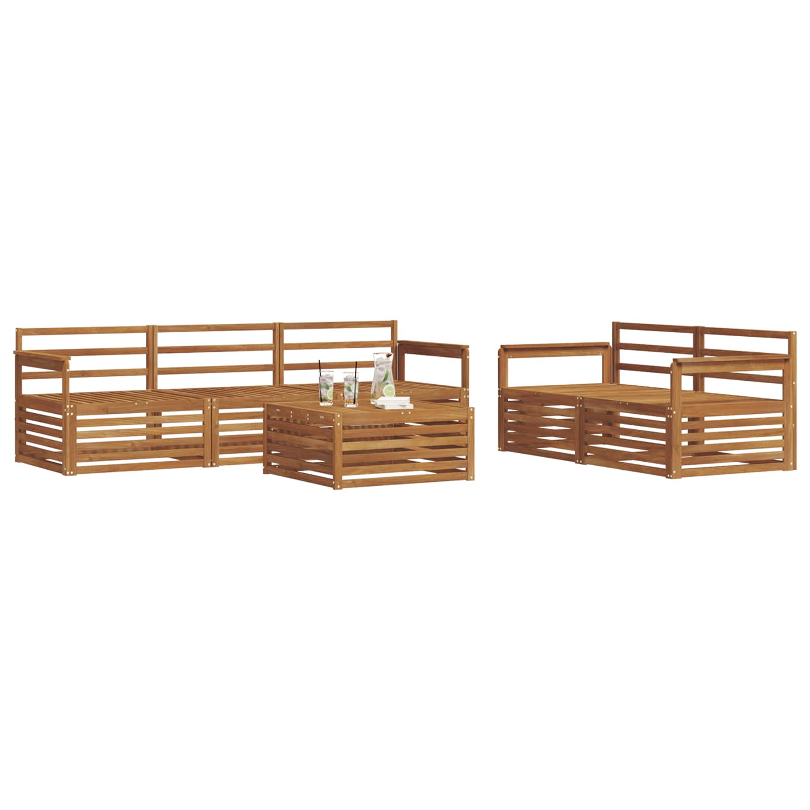 Outdoor-Sofagarnitur 6 pcs Natur Massivholz Akazie
