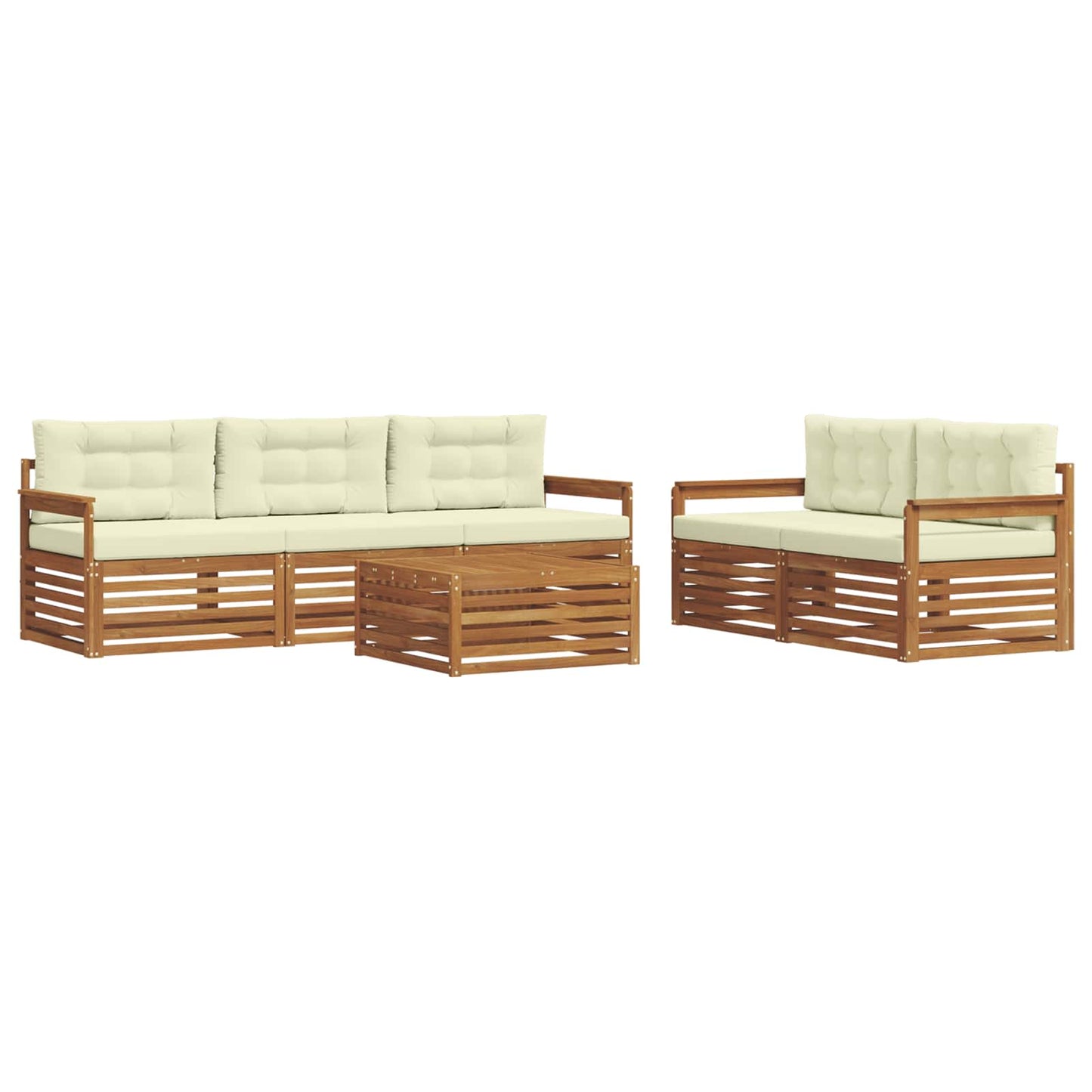 Outdoor-Sofagarnitur mit Kissen 6 pcs Natur und Creme