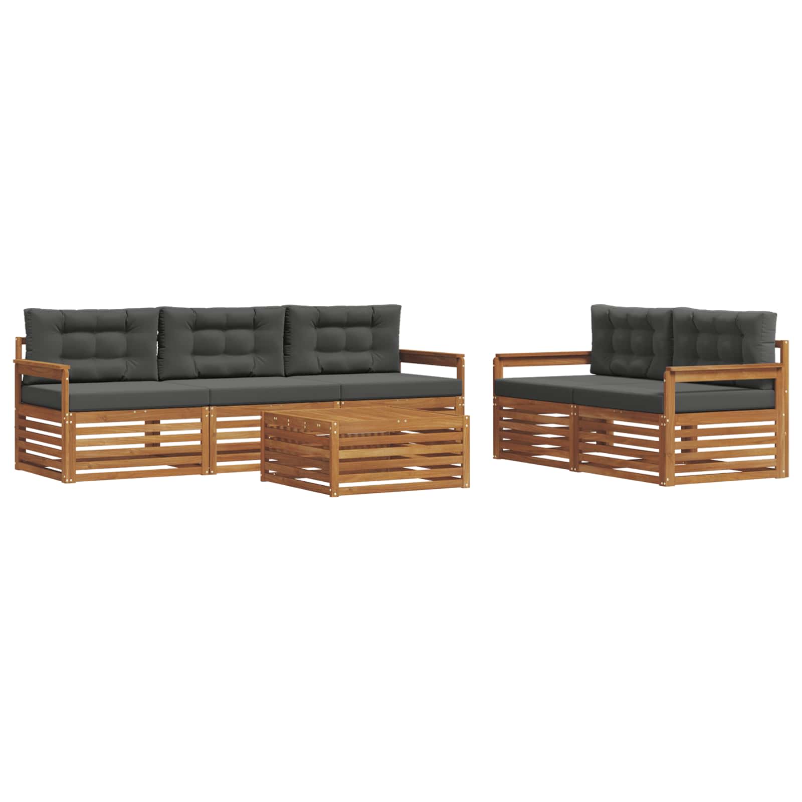 Outdoor-Sofagarnitur 6 stk. Natur und Anthrazit