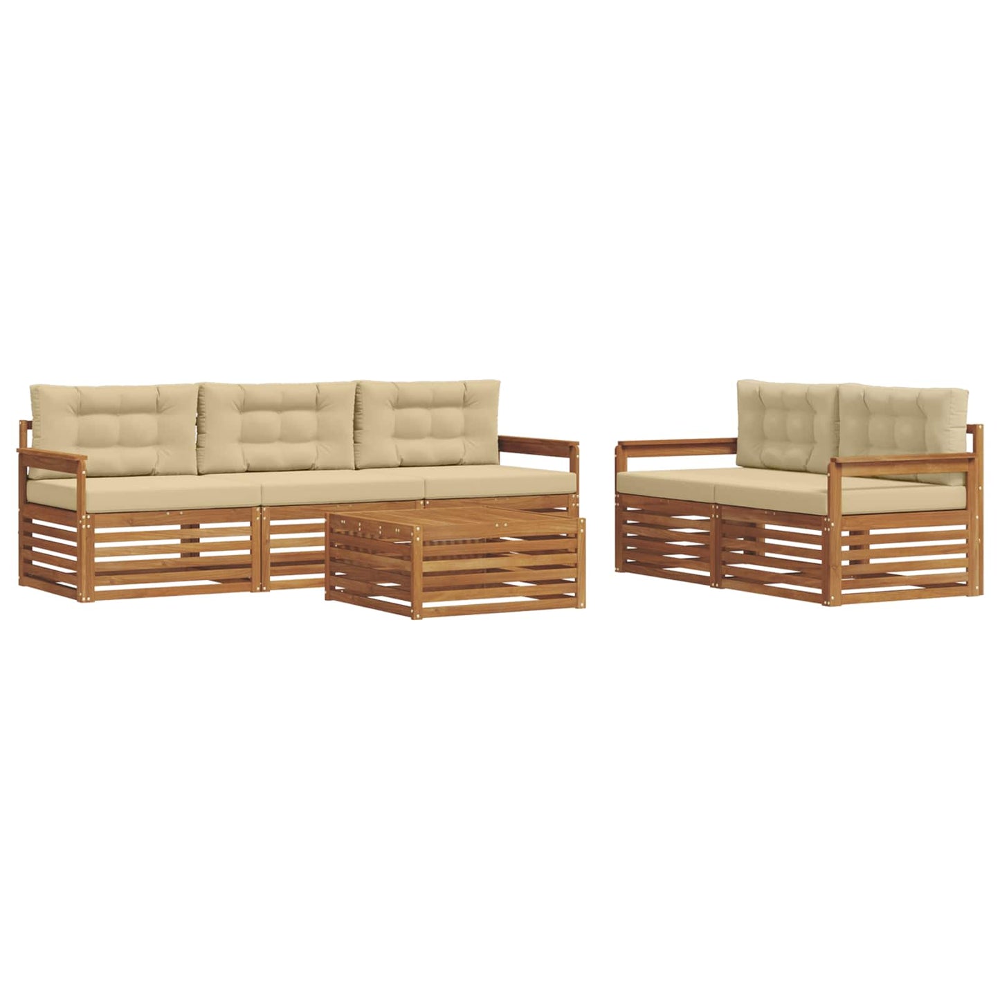 Outdoor-Sofagarnitur mit Kissen 6 pcs Natur und Beige