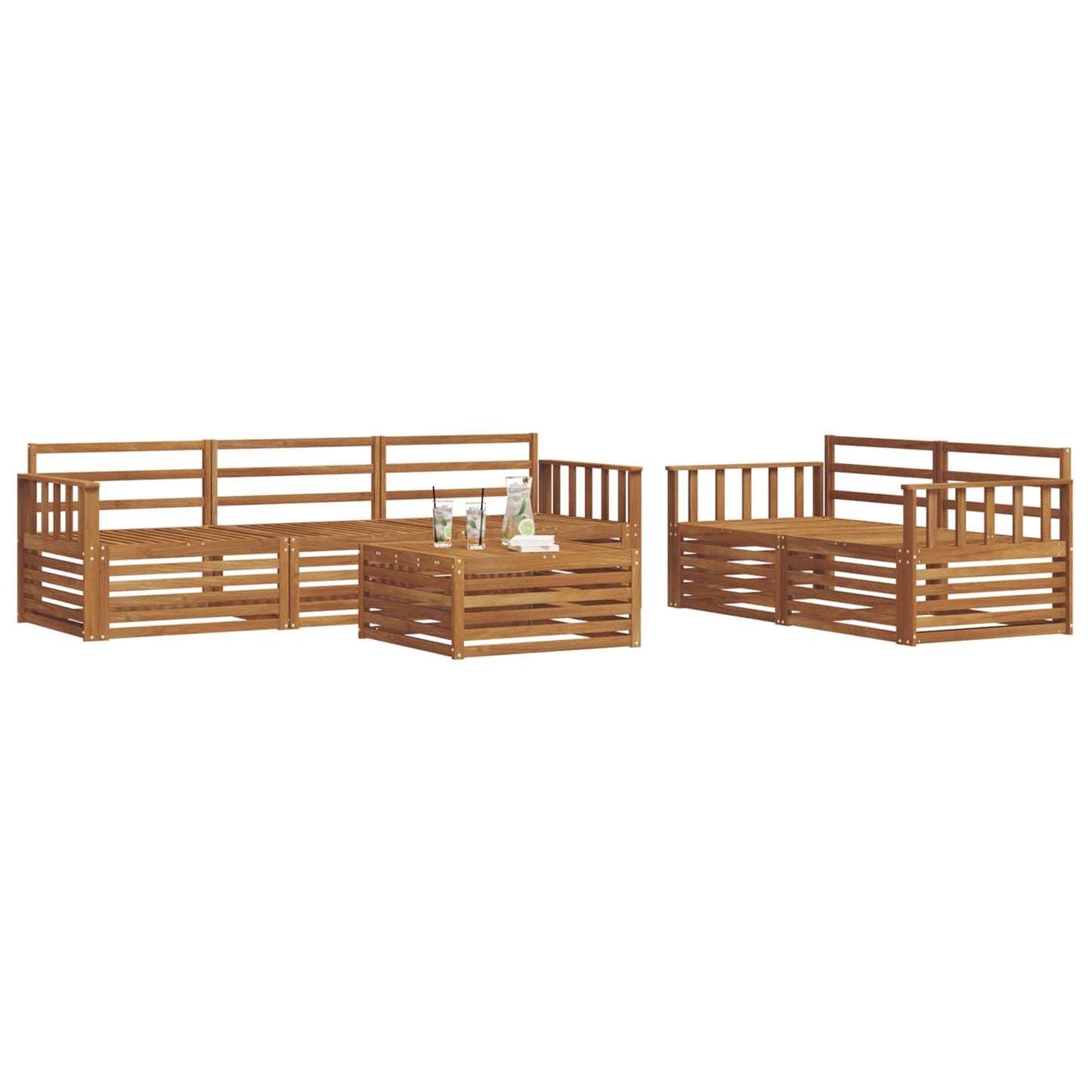 Outdoor-Sofagarnitur 6 pcs Natur Massivholz Akazie