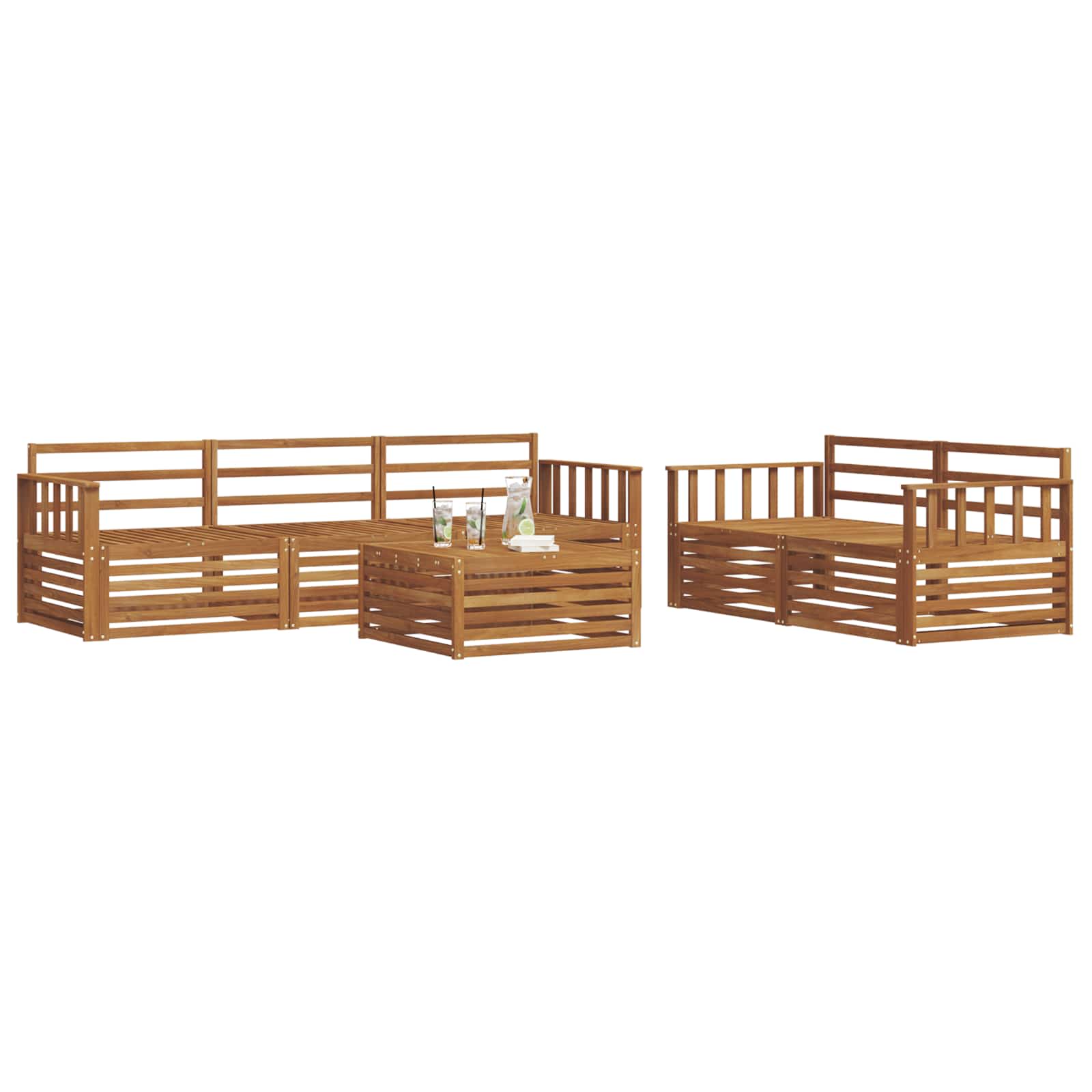 Outdoor-Sofagarnitur 6 pcs Natur Massivholz Akazie
