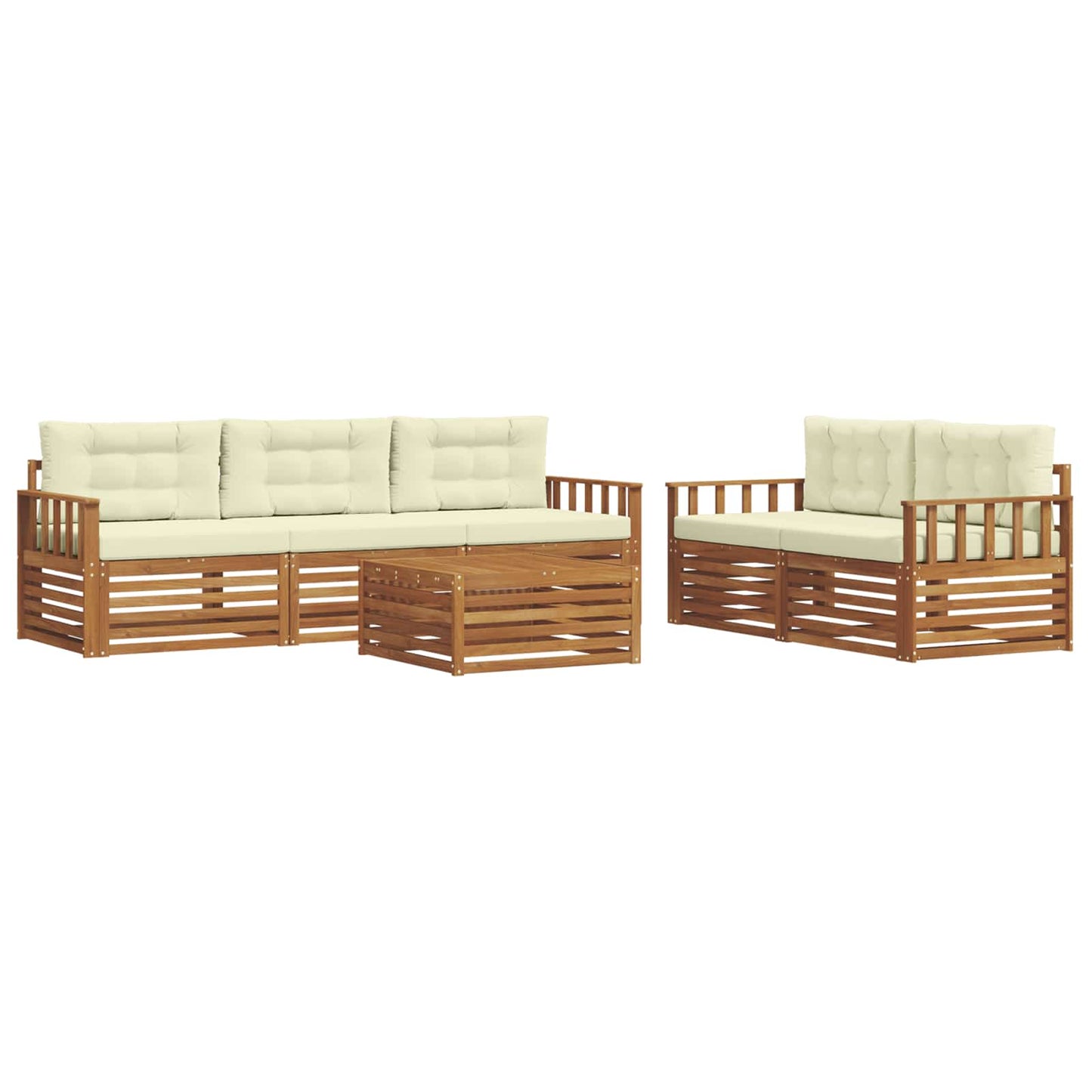 Outdoor-Sofagarnitur 6 stk. Natur und Creme