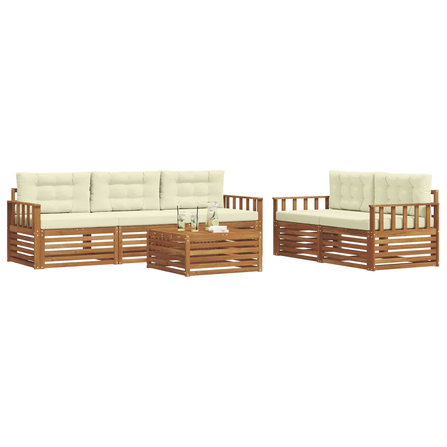 Outdoor-Sofagarnitur 6 stk. Natur und Creme