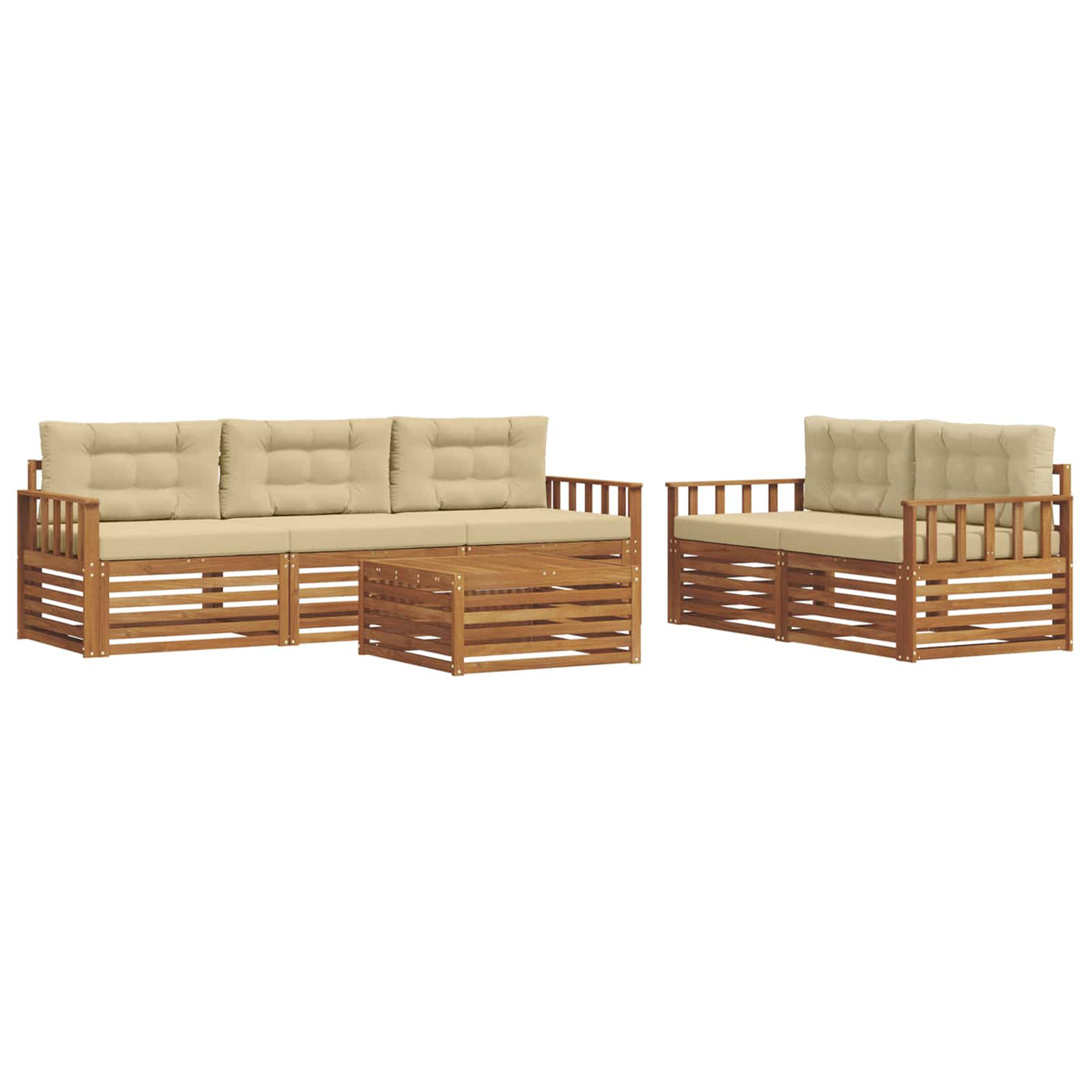 Outdoor-Sofagarnitur 6 stk. Natur und Beige