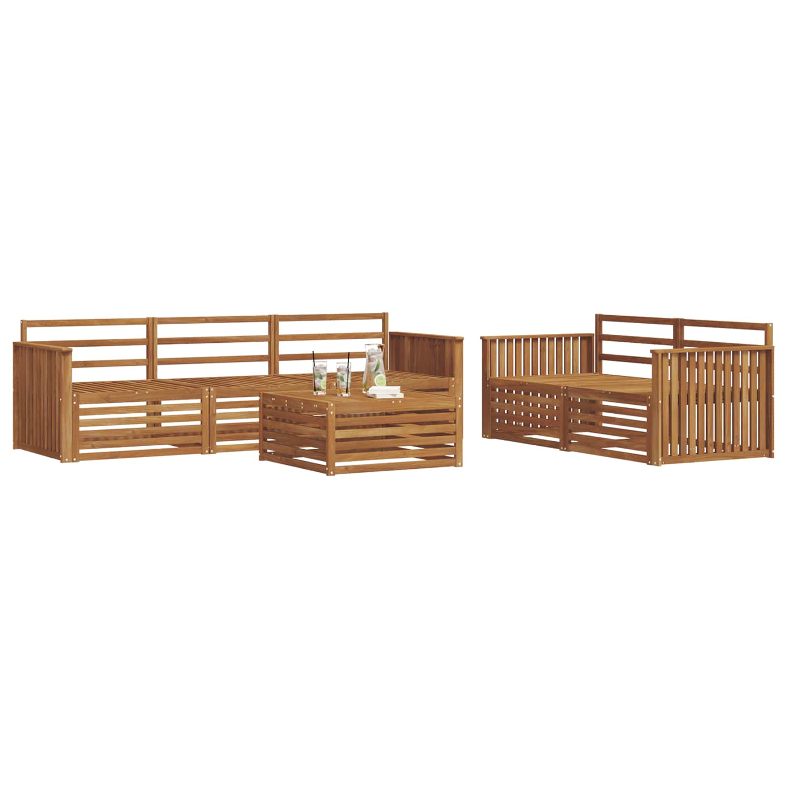Outdoor-Sofagarnitur 6 pcs Natur Massivholz Akazie