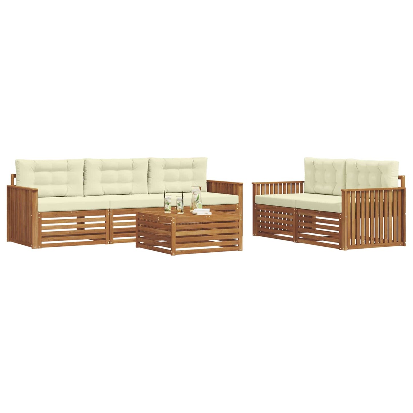 Outdoor-Sofagarnitur 6 stk. Natur und Creme