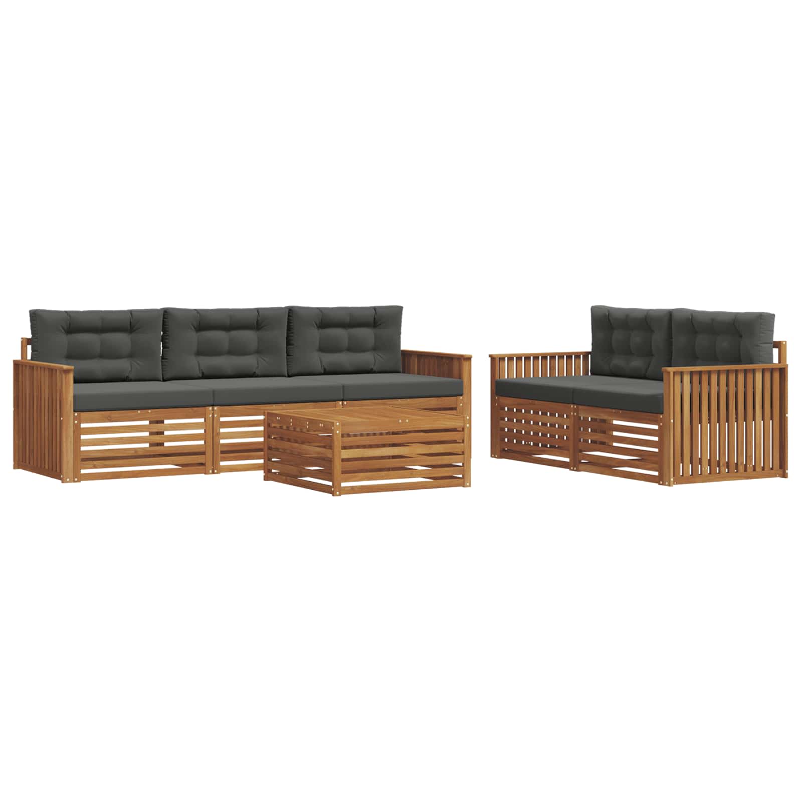 Outdoor-Sofagarnitur mit Kissen 6 pcs Natur und Anthrazit