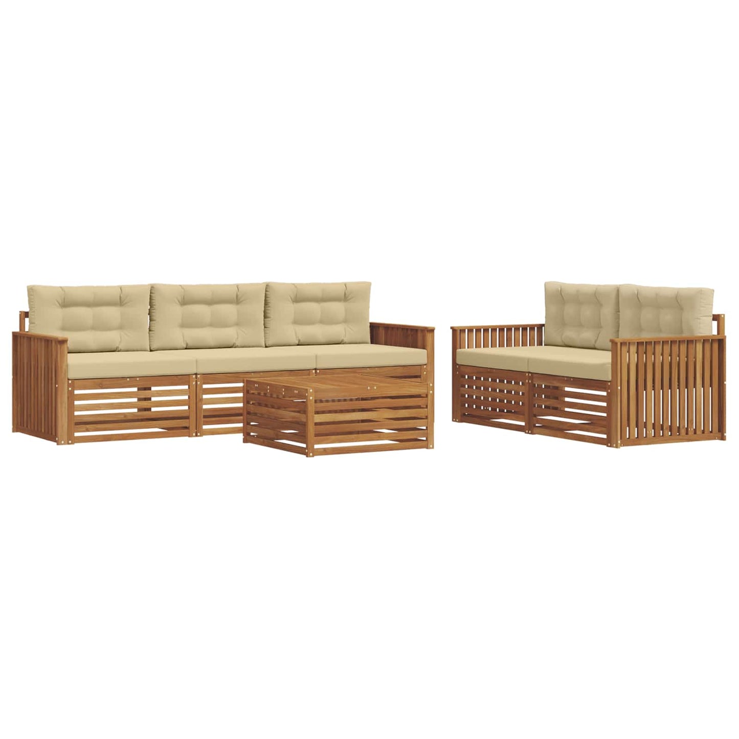 Outdoor-Sofagarnitur mit Kissen 6 pcs Natur und Beige