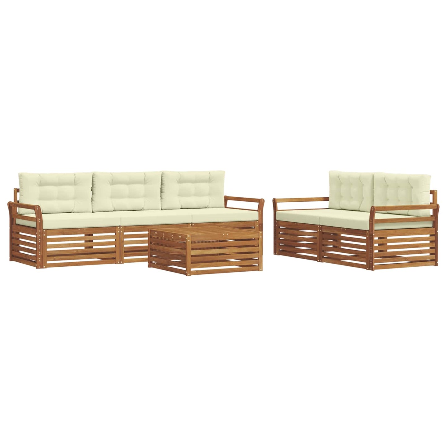 Outdoor-Sofagarnitur mit Kissen 6 pcs Natur und Creme